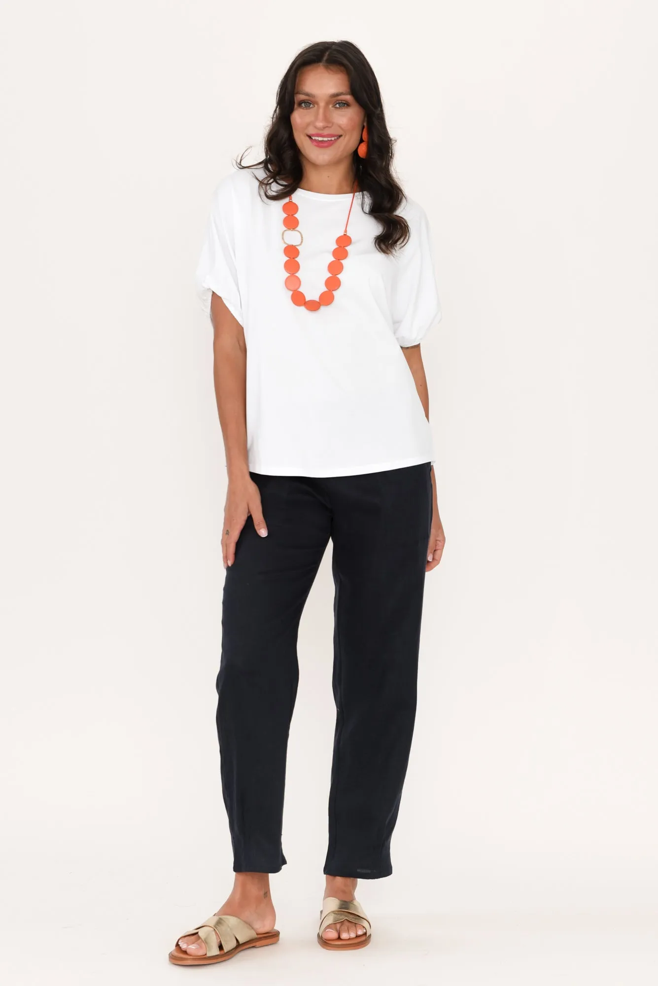 Kimiko White Cotton Puff Sleeve Tee sold by Blue Bungalow product image thumbnail 2