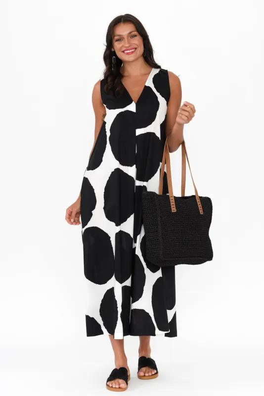 Isadora Black Spot Cotton Pleated Dress sold by Blue Bungalow