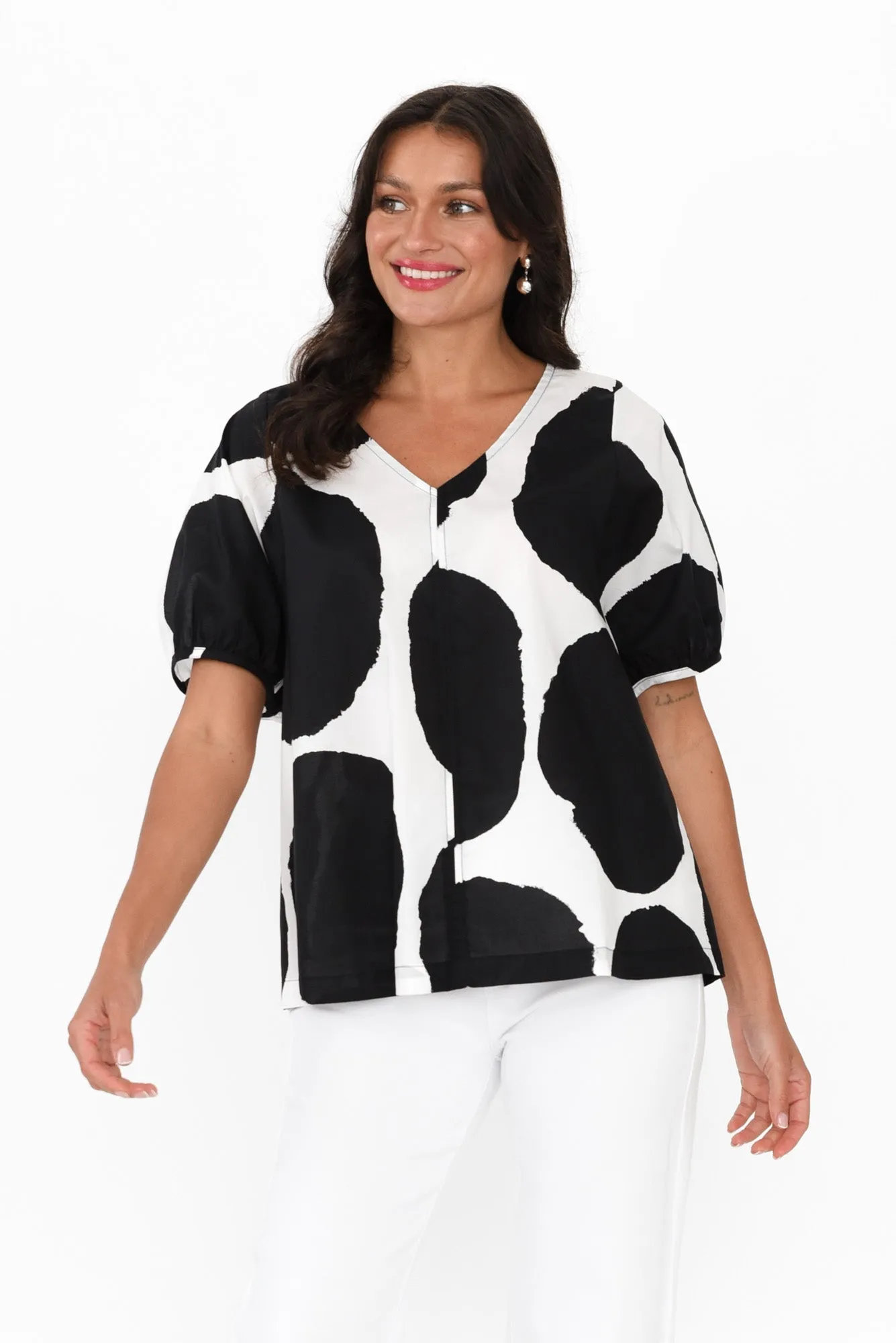Eunice Black Spot Cotton Top sold by Blue Bungalow