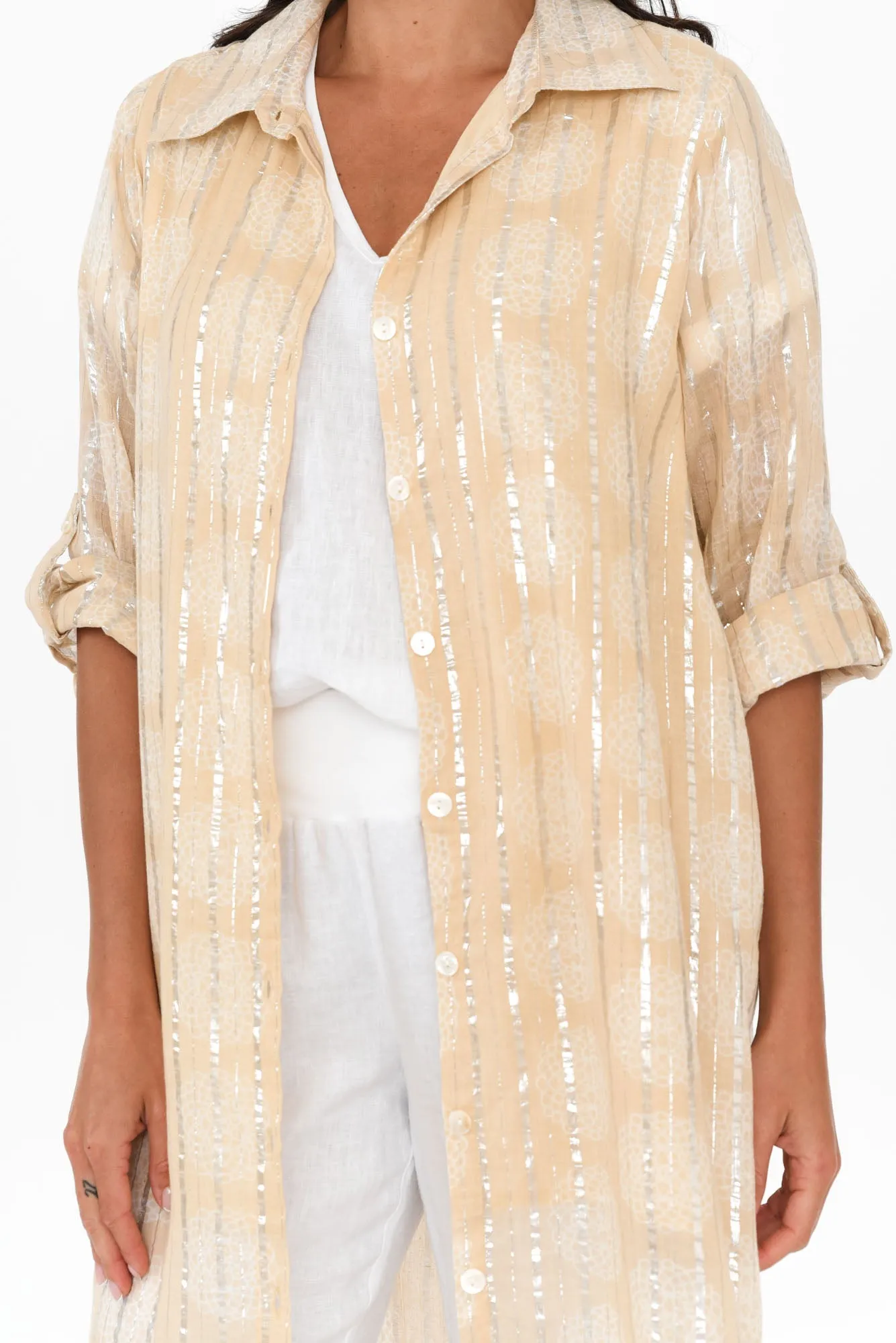 Kendall Beige Stripe Cotton Shirt Dress sold by Blue Bungalow product image thumbnail 5