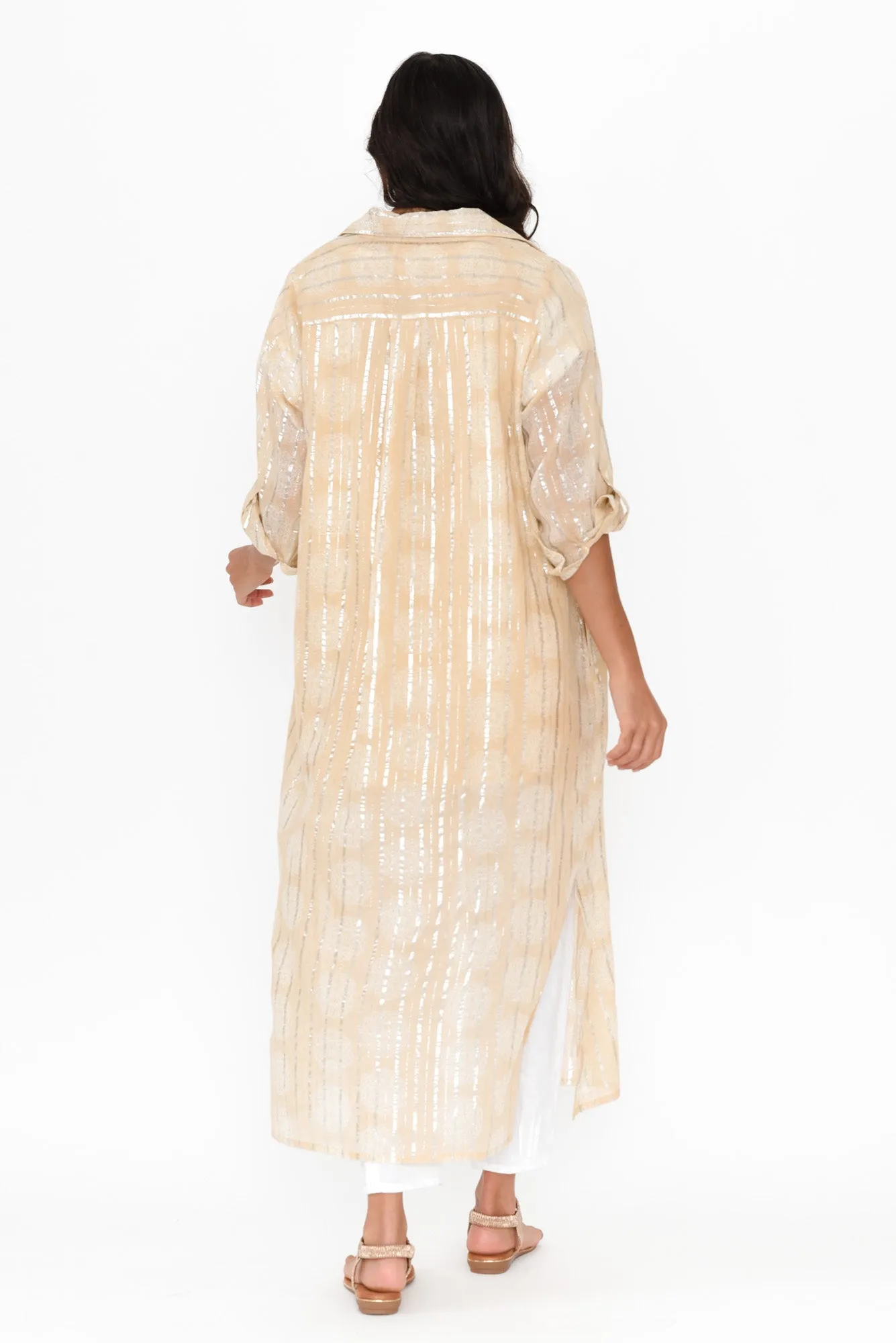 Kendall Beige Stripe Cotton Shirt Dress sold by Blue Bungalow product image thumbnail 3