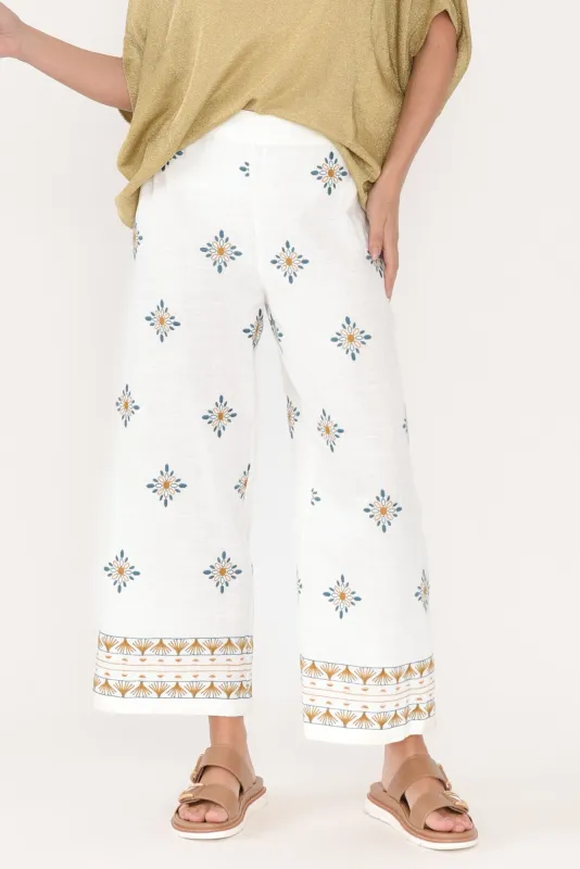 Sew Cream Geo Embroidered Pants sold by Blue Bungalow