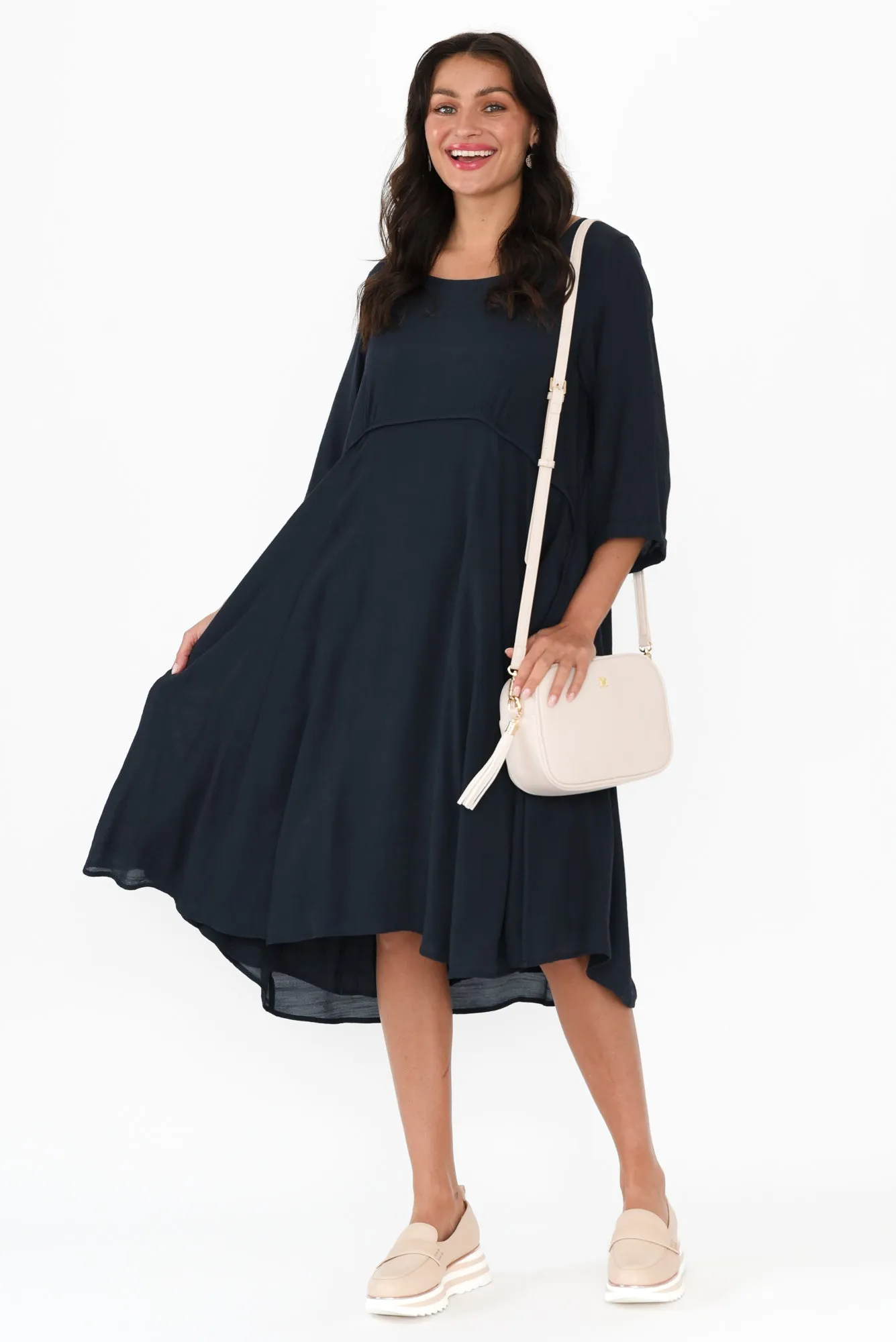 Karina Navy Crescent Dress sold by Blue Bungalow