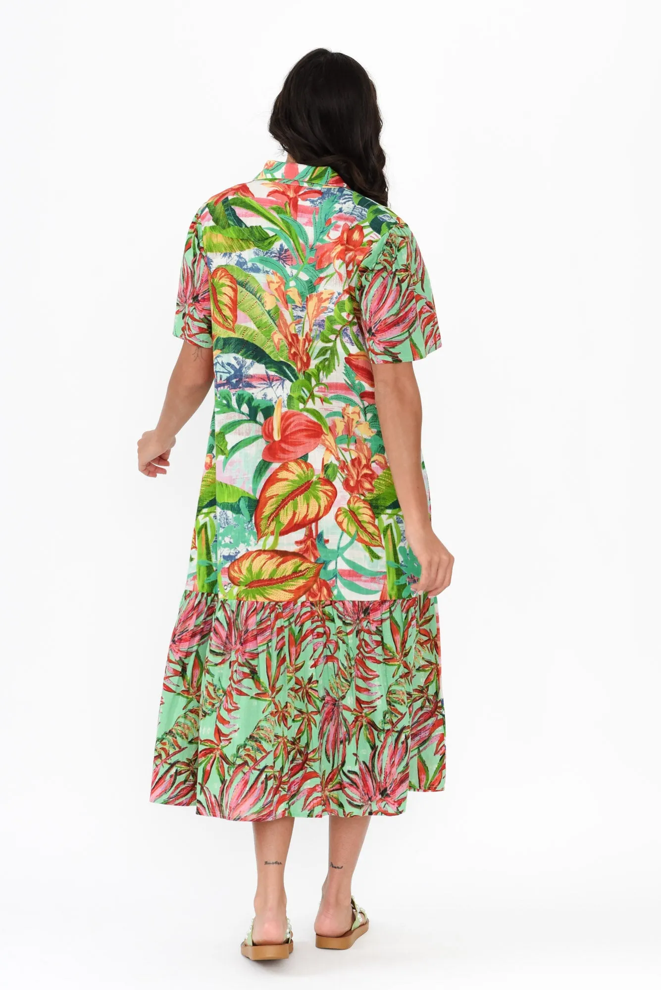Gwyneth Green Tropical Cotton Shirt Dress sold by Blue Bungalow product image thumbnail 4
