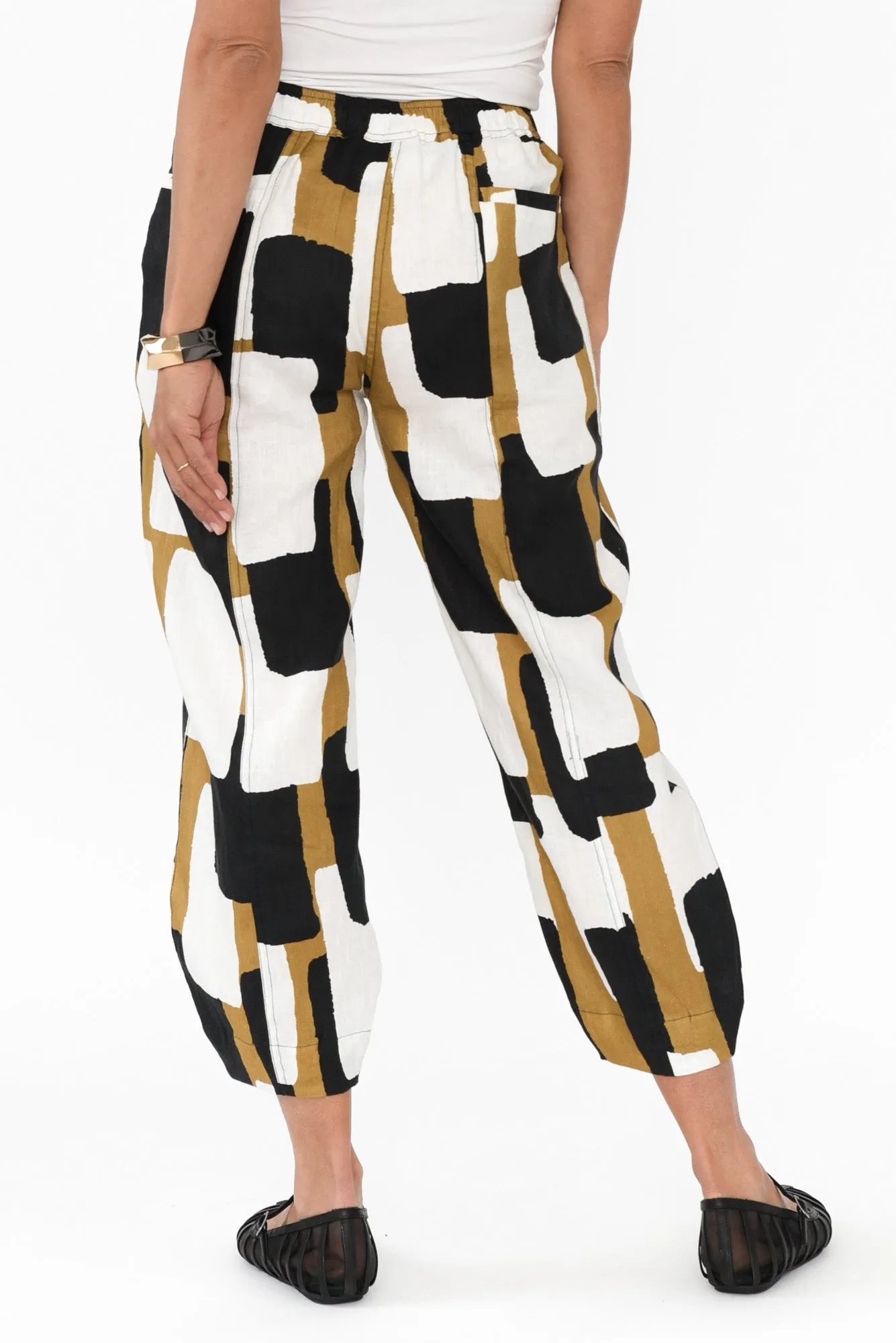 Jubilant Yellow Geo Linen Pocket Pants sold by Blue Bungalow product image thumbnail 4