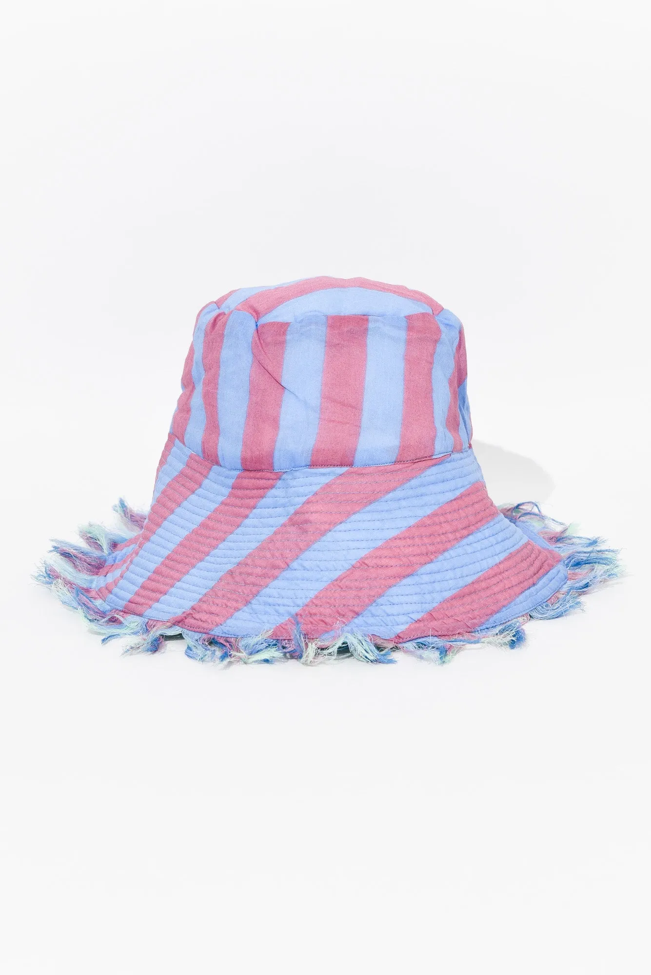 Fray Blue Stripe Cotton Wide Brim Hat sold by Blue Bungalow product image thumbnail 3