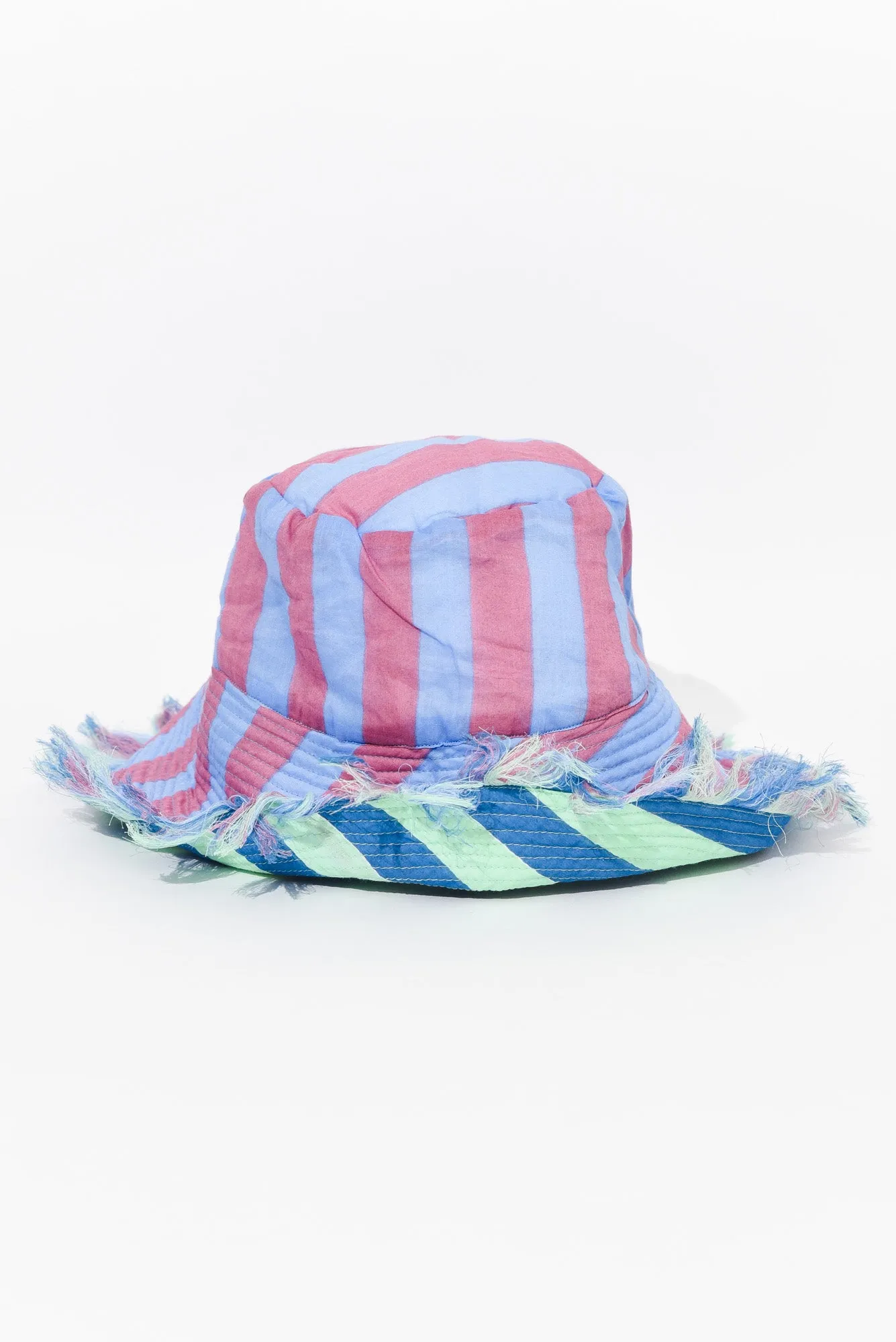 Fray Blue Stripe Cotton Wide Brim Hat sold by Blue Bungalow