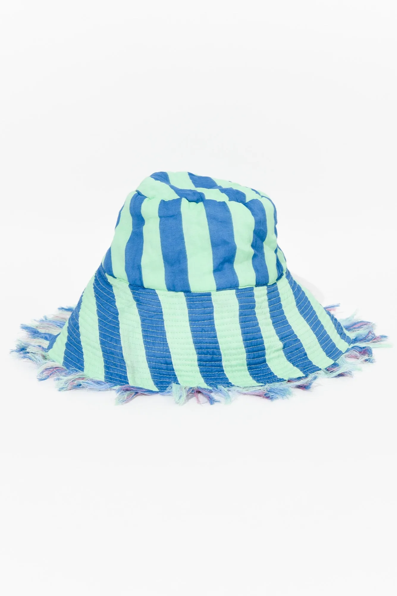 Fray Blue Stripe Cotton Wide Brim Hat sold by Blue Bungalow product image thumbnail 2