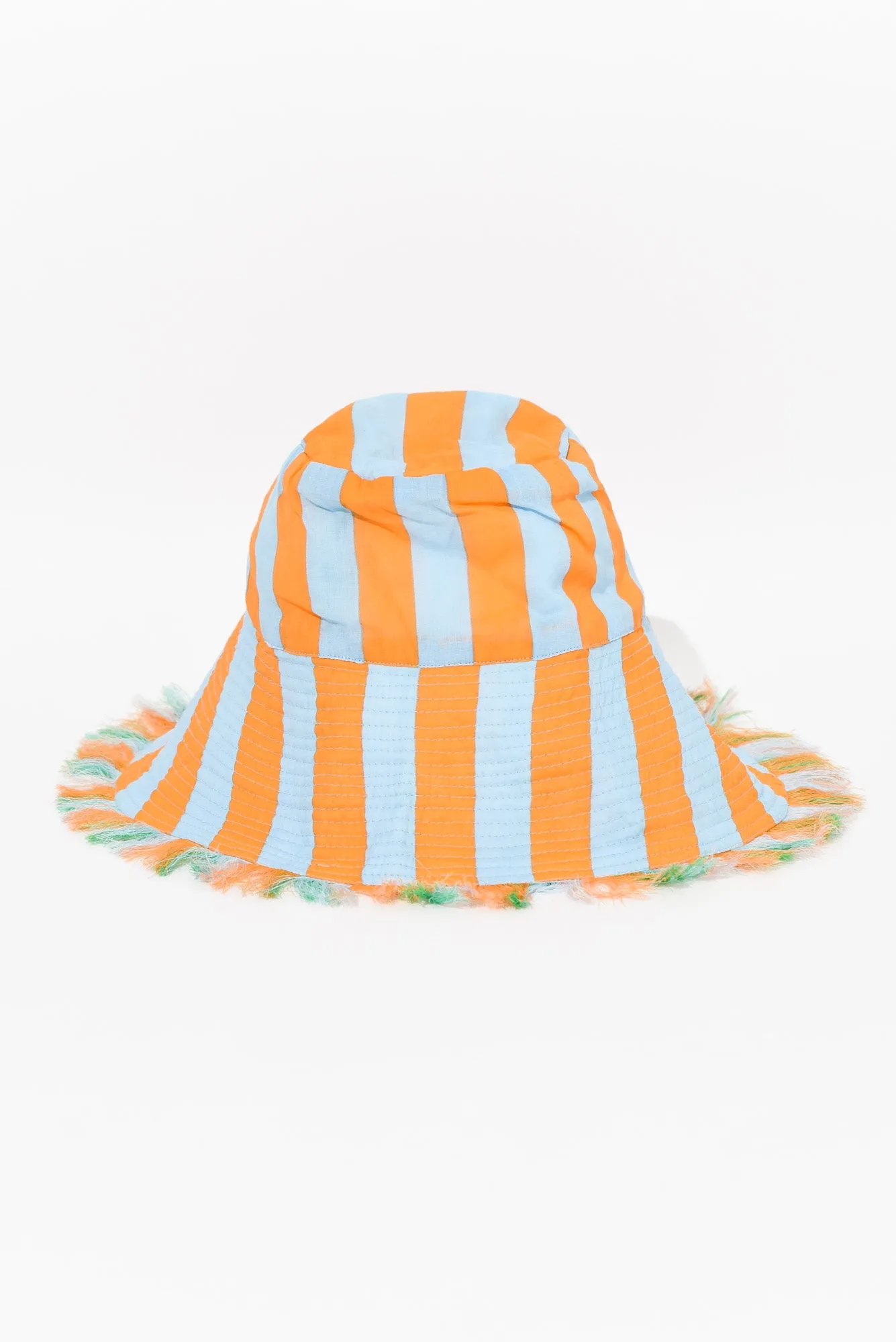 Fray Green Stripe Cotton Wide Brim Hat sold by Blue Bungalow product image thumbnail 2