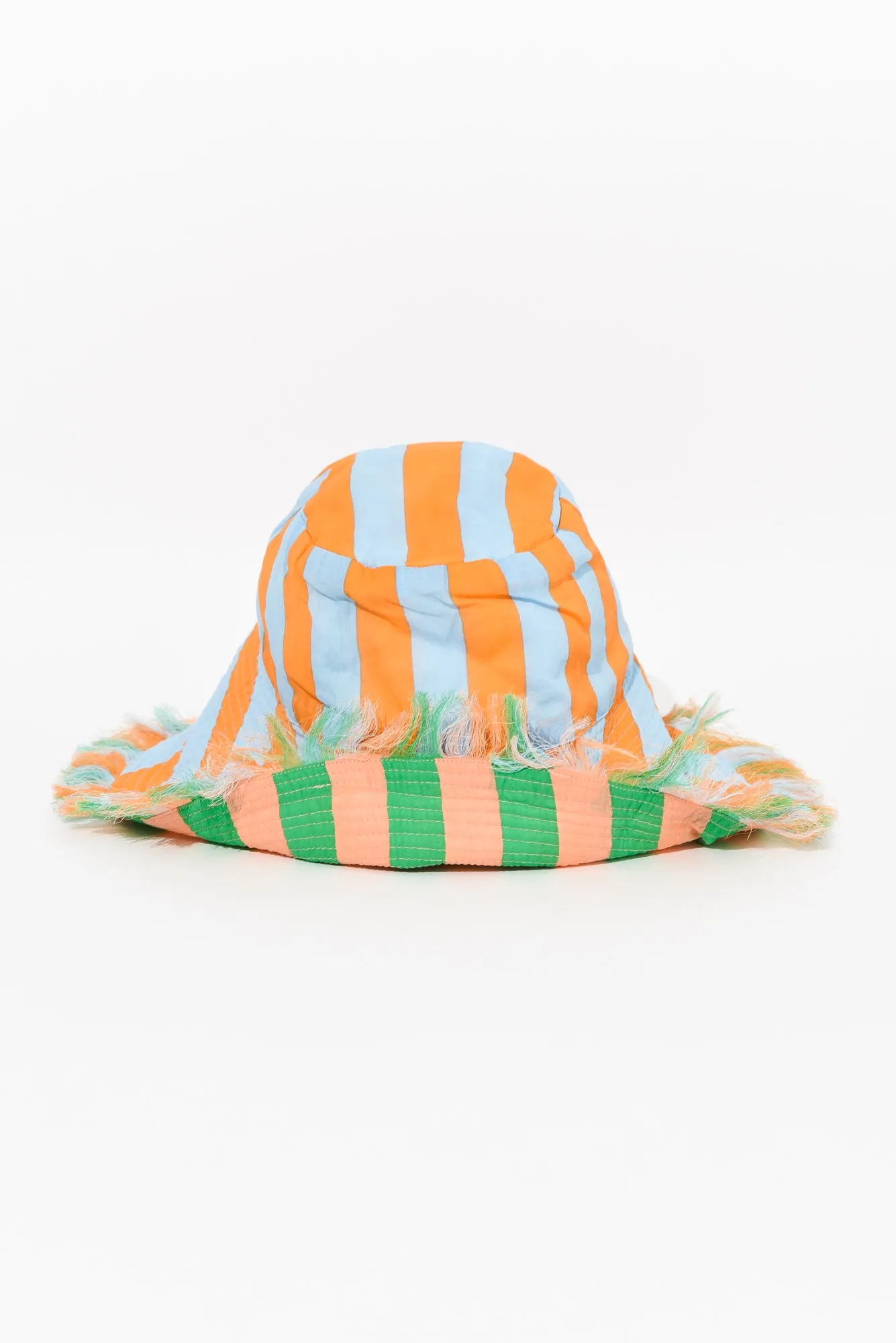 Fray Green Stripe Cotton Wide Brim Hat sold by Blue Bungalow