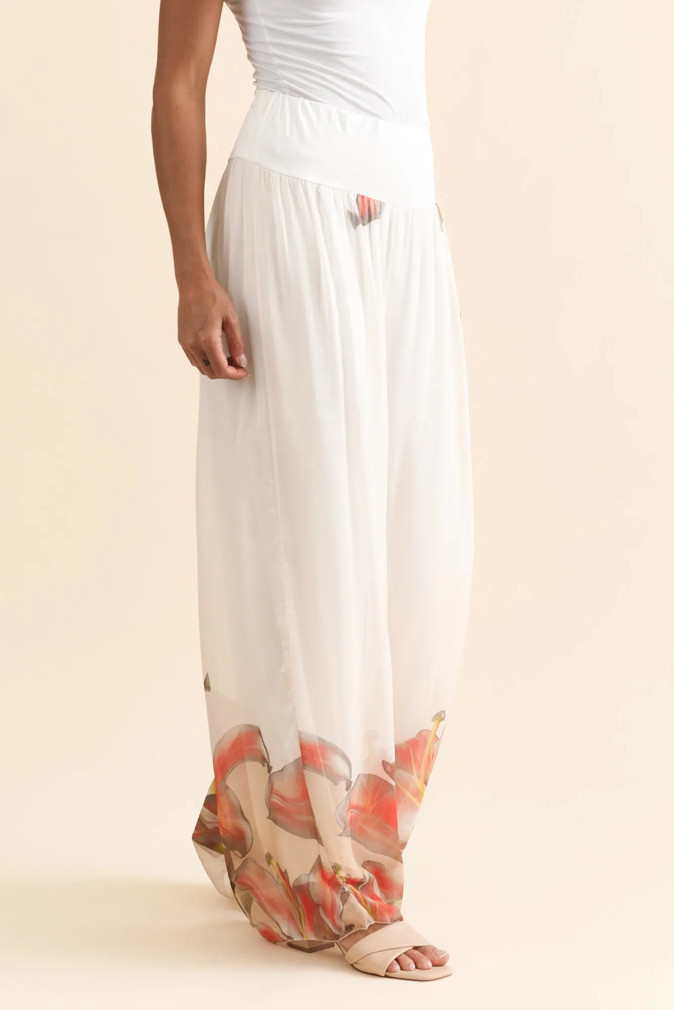 Figaro White Bloom Silk Pants sold by Blue Bungalow product image thumbnail 3