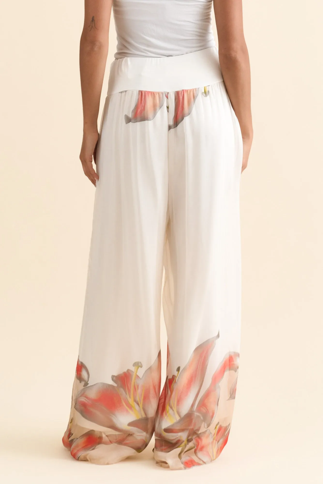 Figaro White Bloom Silk Pants sold by Blue Bungalow product image thumbnail 4
