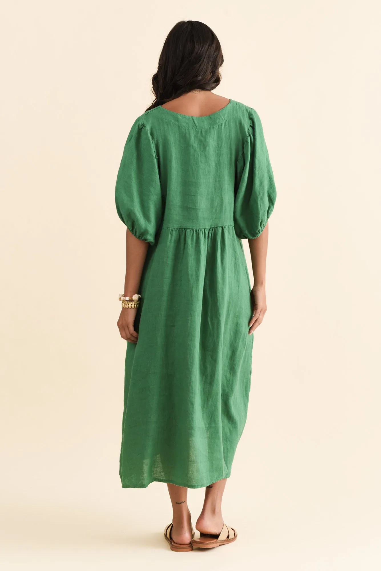 Claudine Green Linen Pocket Dress sold by Blue Bungalow product image thumbnail 4