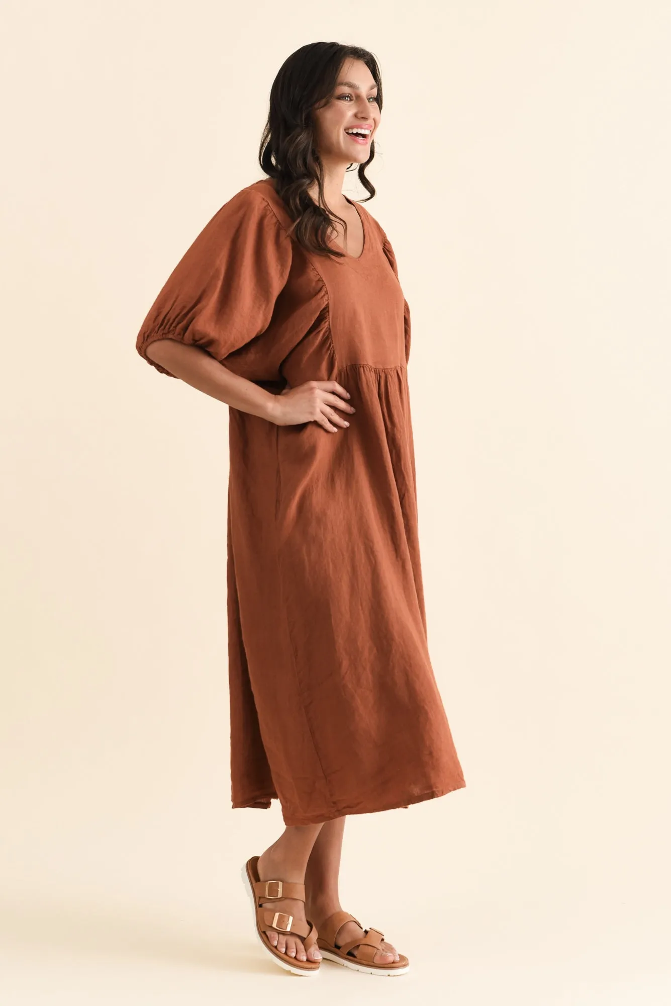 Claudine Rust Linen Pocket Dress sold by Blue Bungalow product image thumbnail 3