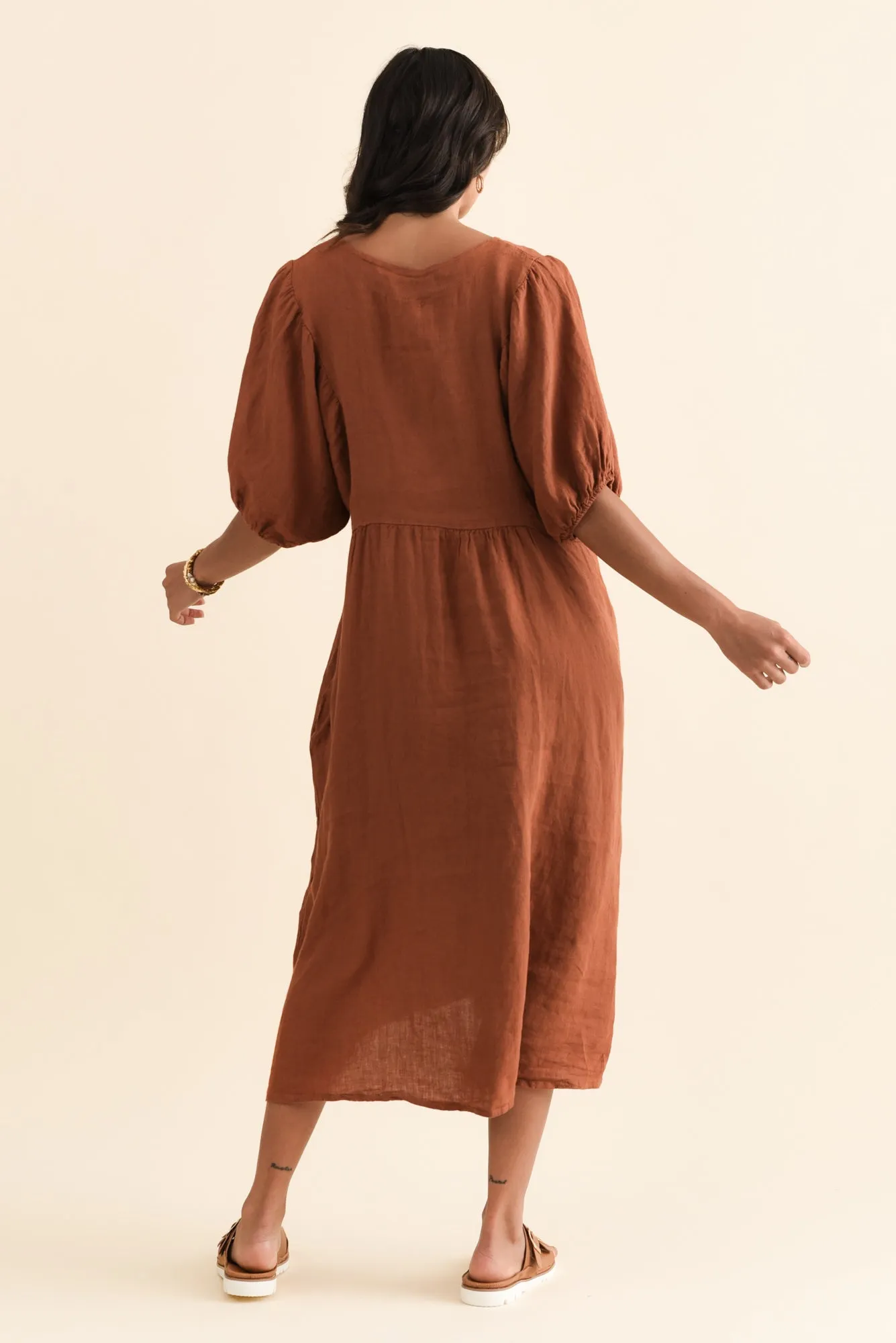 Claudine Rust Linen Pocket Dress sold by Blue Bungalow product image thumbnail 4