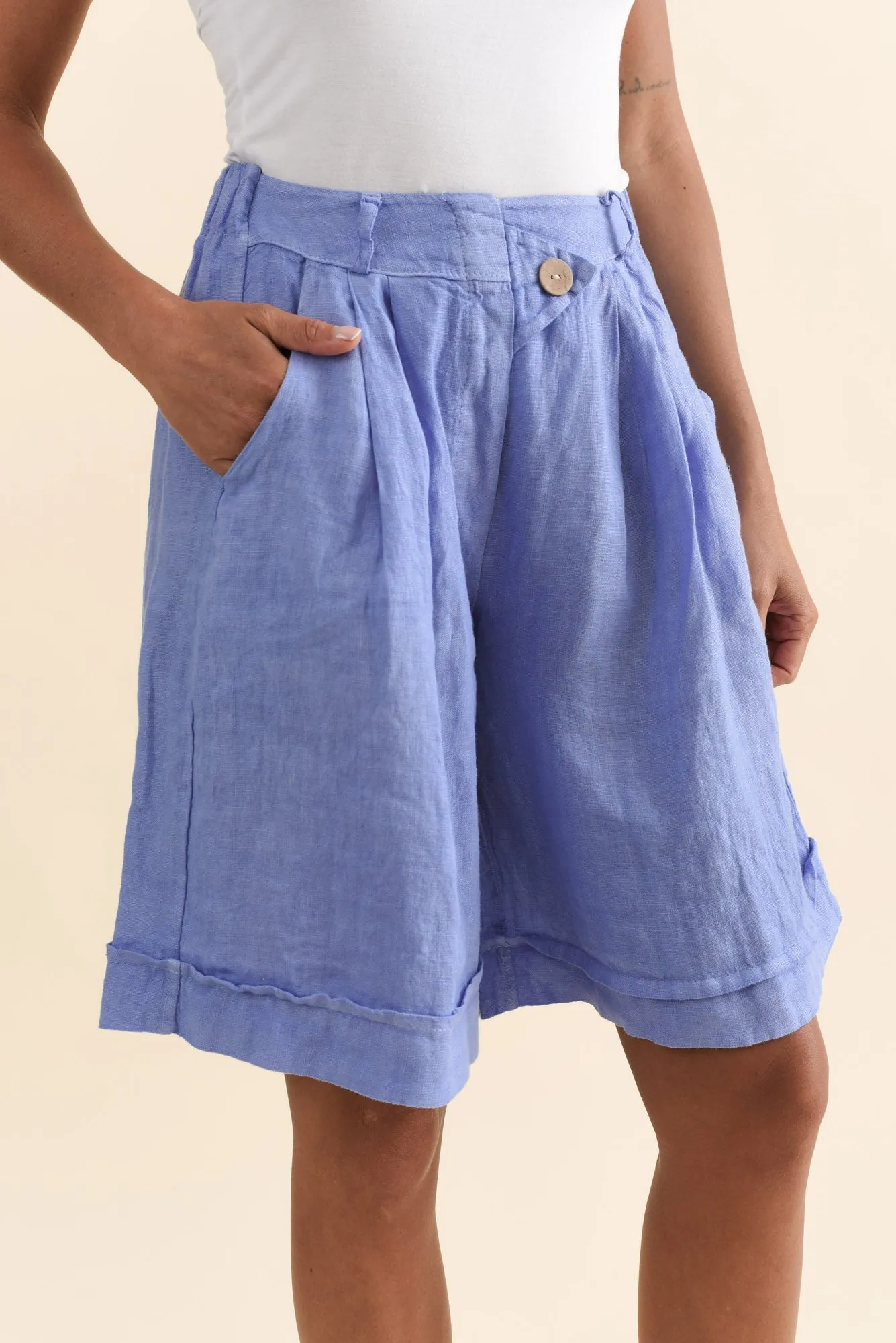 Constantine Blue Linen Pocket Shorts sold by Blue Bungalow product image thumbnail 5