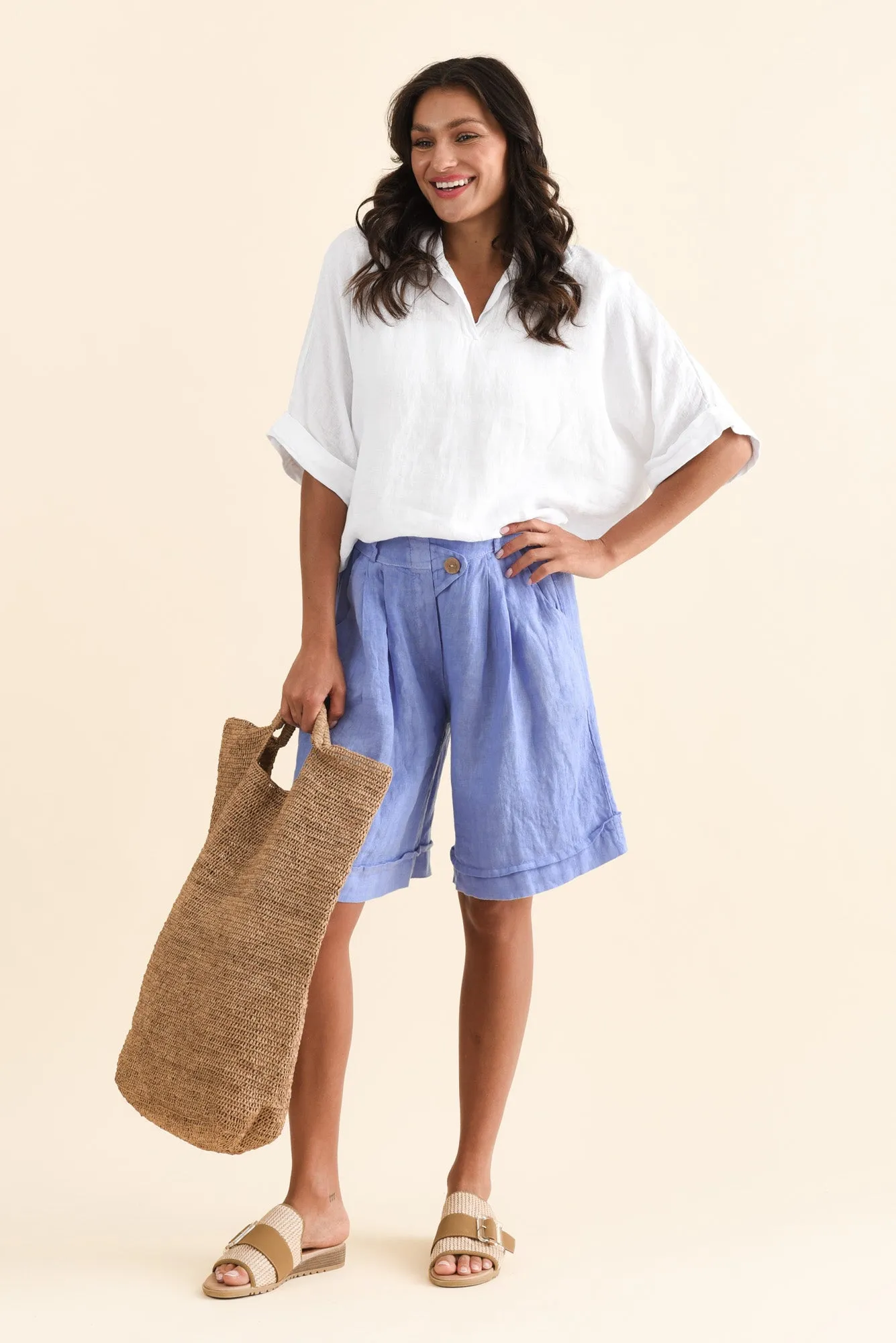 Constantine Blue Linen Pocket Shorts sold by Blue Bungalow product image thumbnail 2
