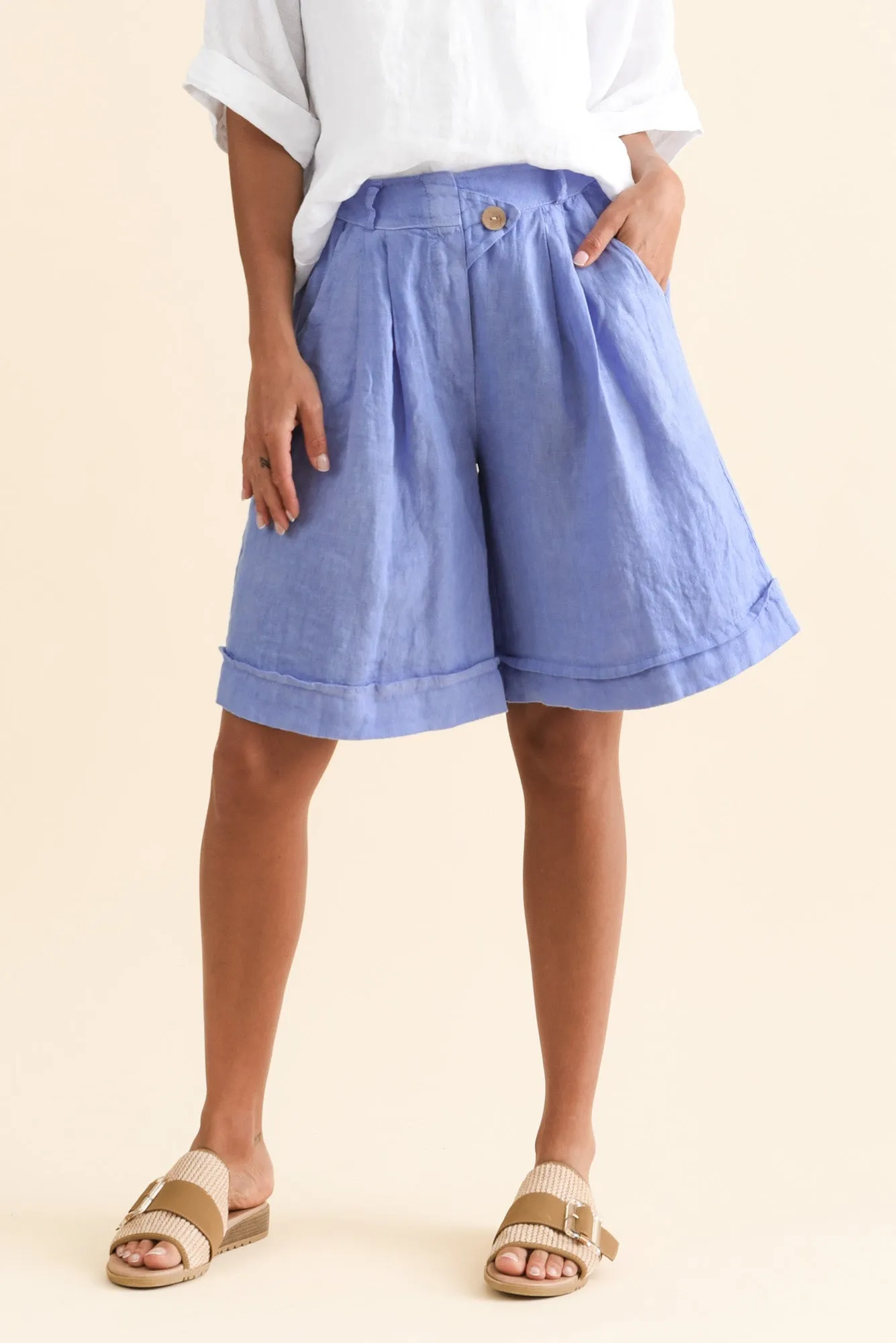 Constantine Blue Linen Pocket Shorts sold by Blue Bungalow