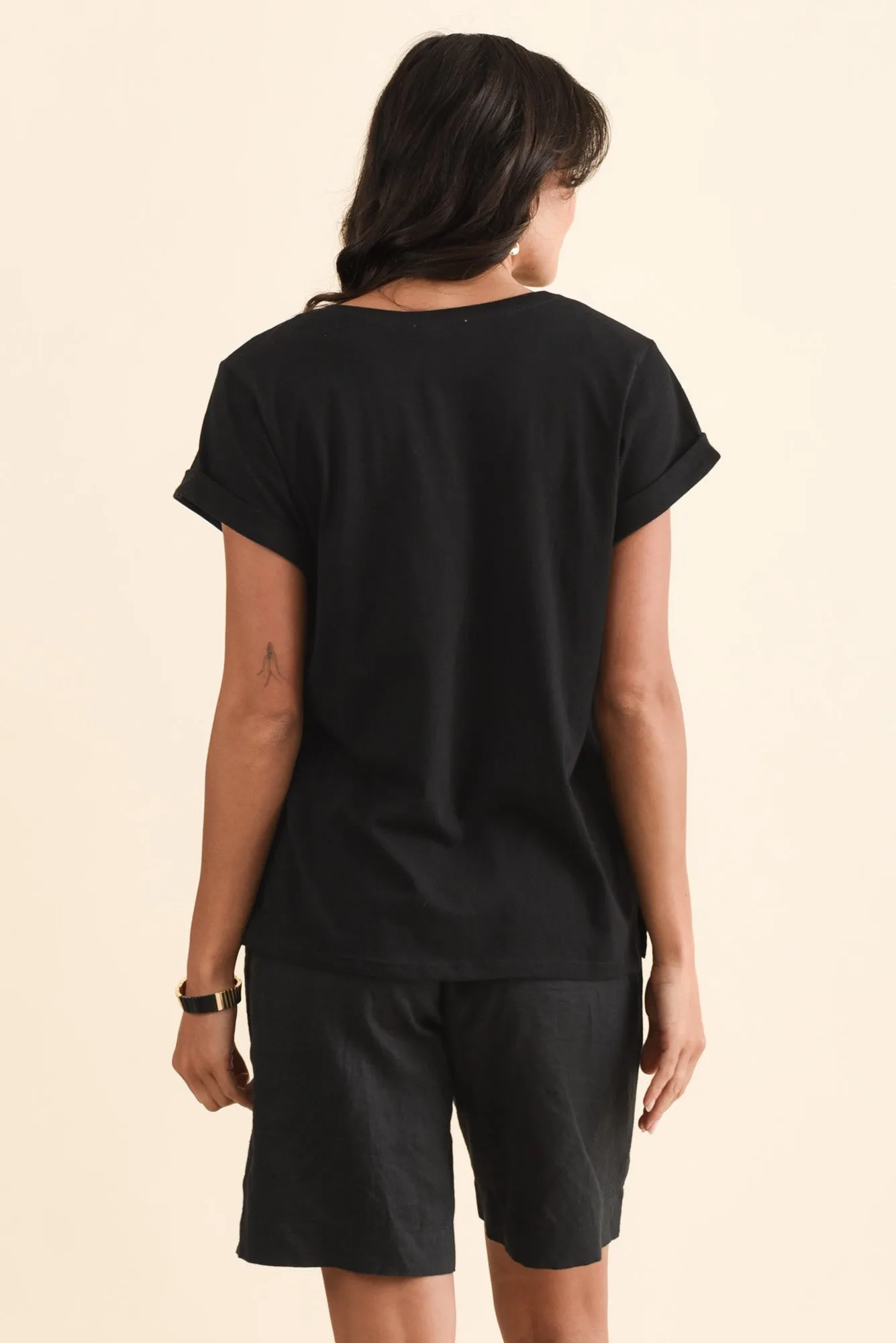 Ayla Black Cotton Tee sold by Blue Bungalow product image thumbnail 4