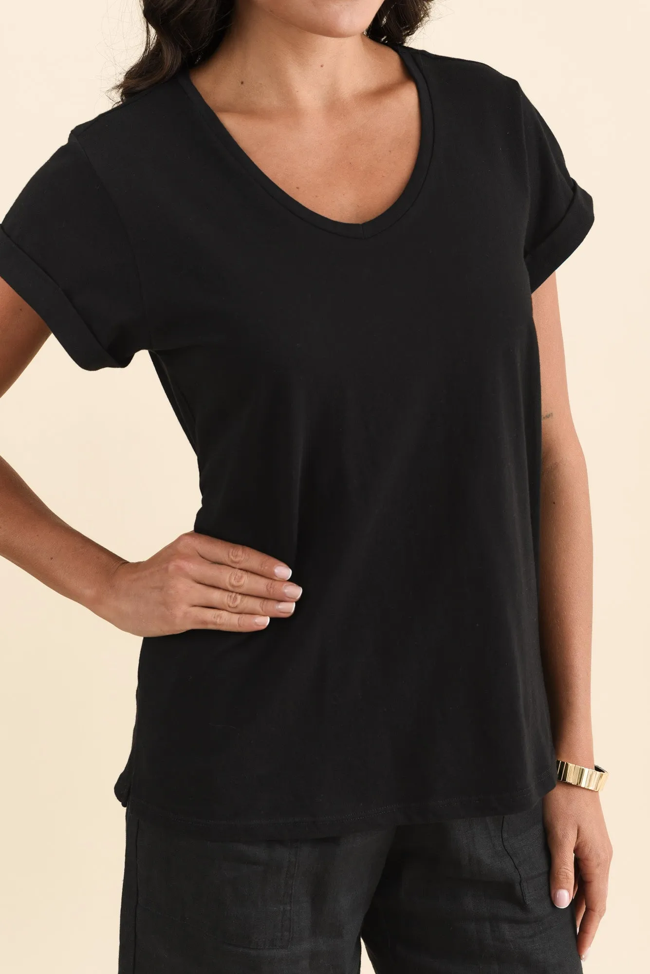 Ayla Black Cotton Tee sold by Blue Bungalow product image thumbnail 5