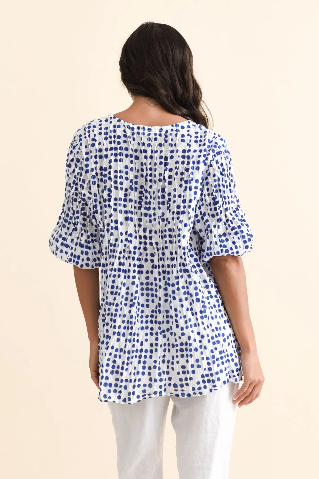 Selma Blue Confetti Crinkle Cotton Top sold by Blue Bungalow product image thumbnail 3