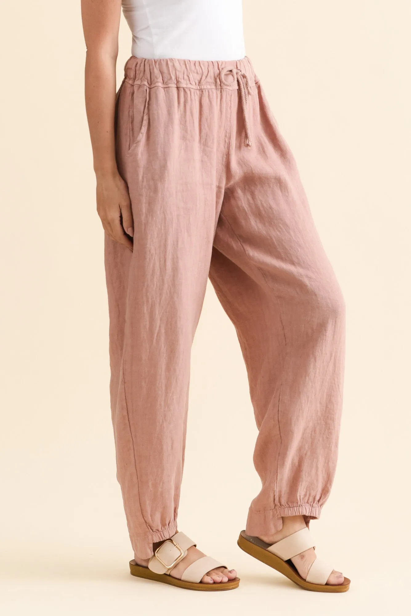 Darius Blush Linen Drawstring Pants sold by Blue Bungalow product image thumbnail 3