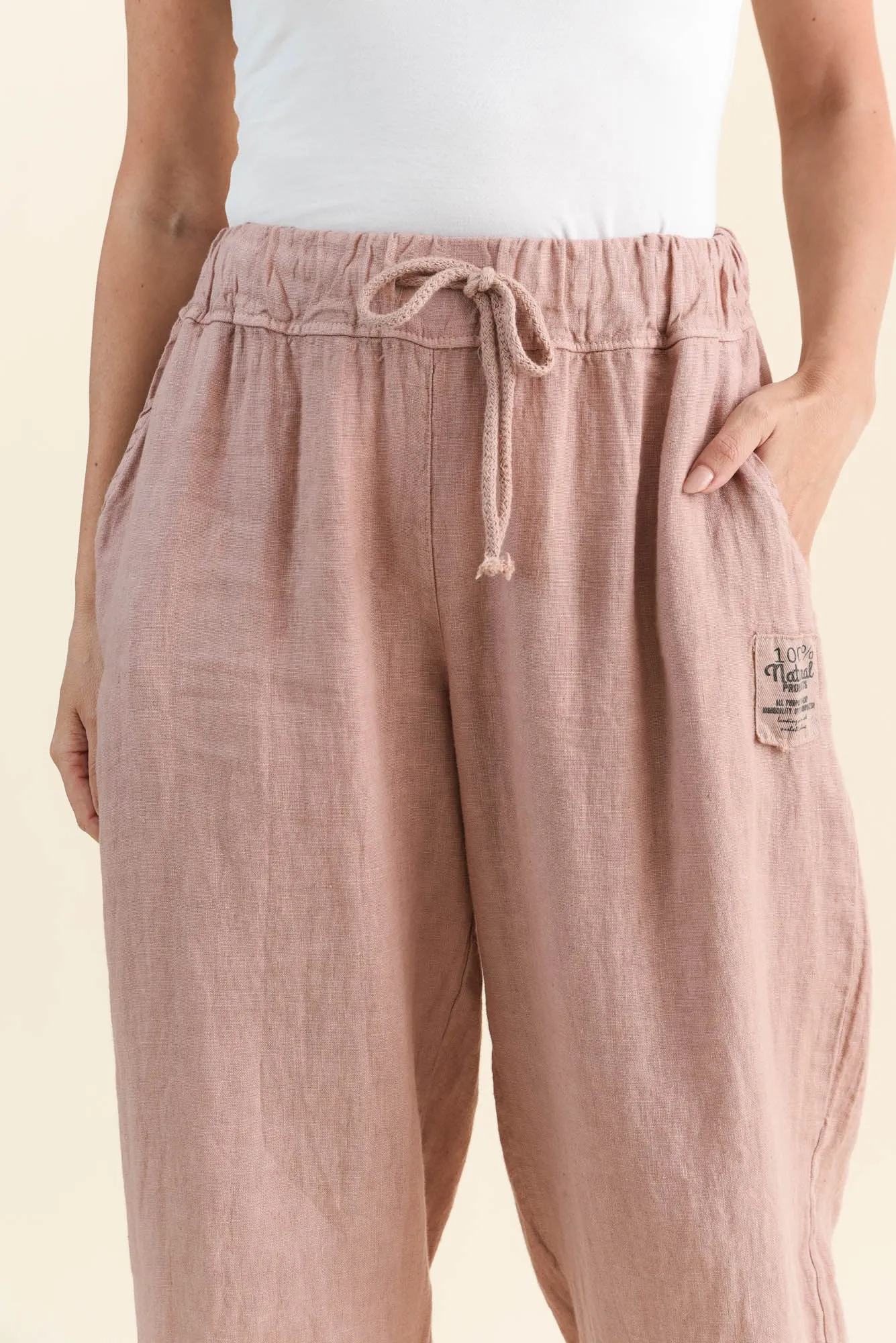 Darius Blush Linen Drawstring Pants sold by Blue Bungalow product image thumbnail 5