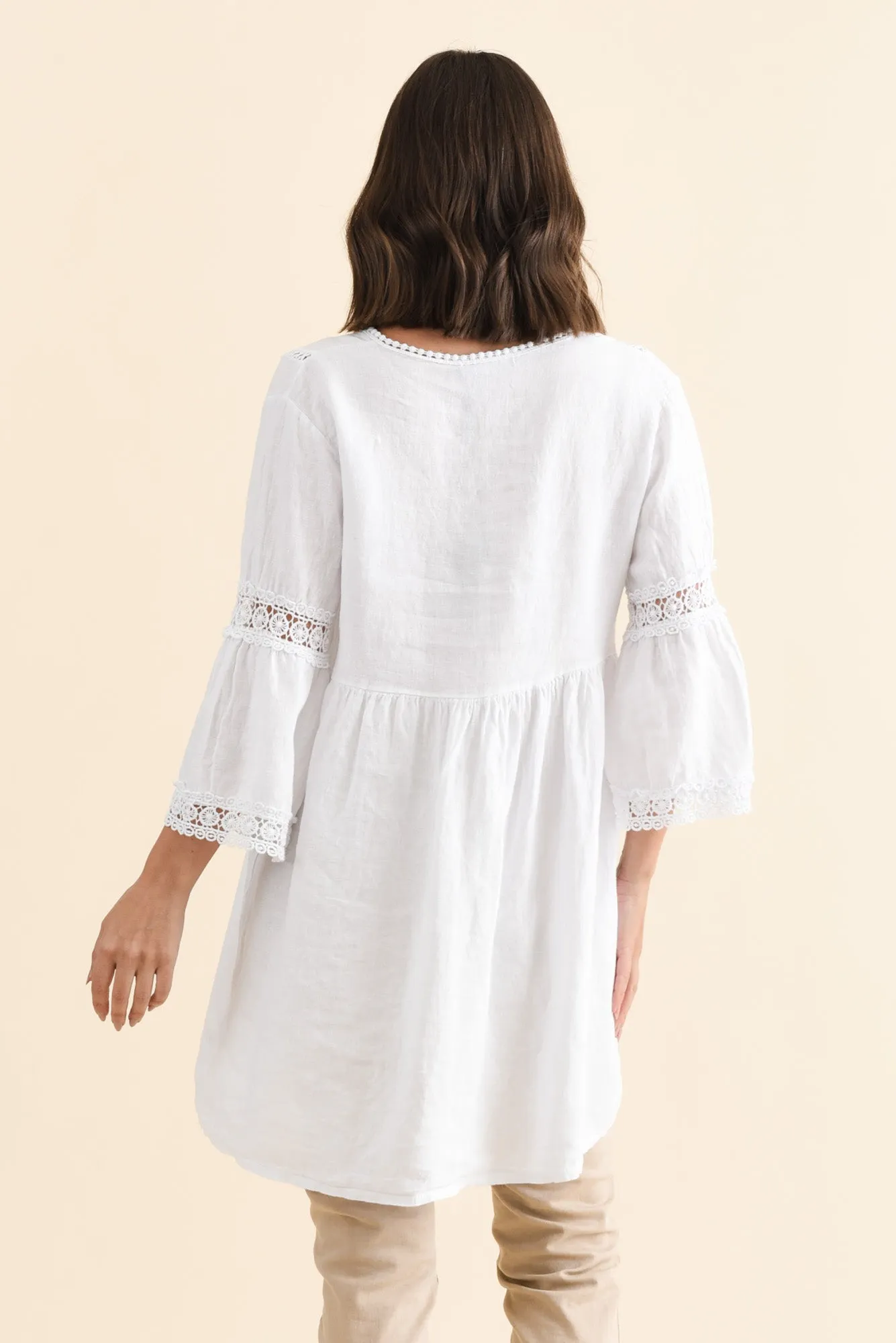 Conrad White Linen Lace Top sold by Blue Bungalow product image thumbnail 4