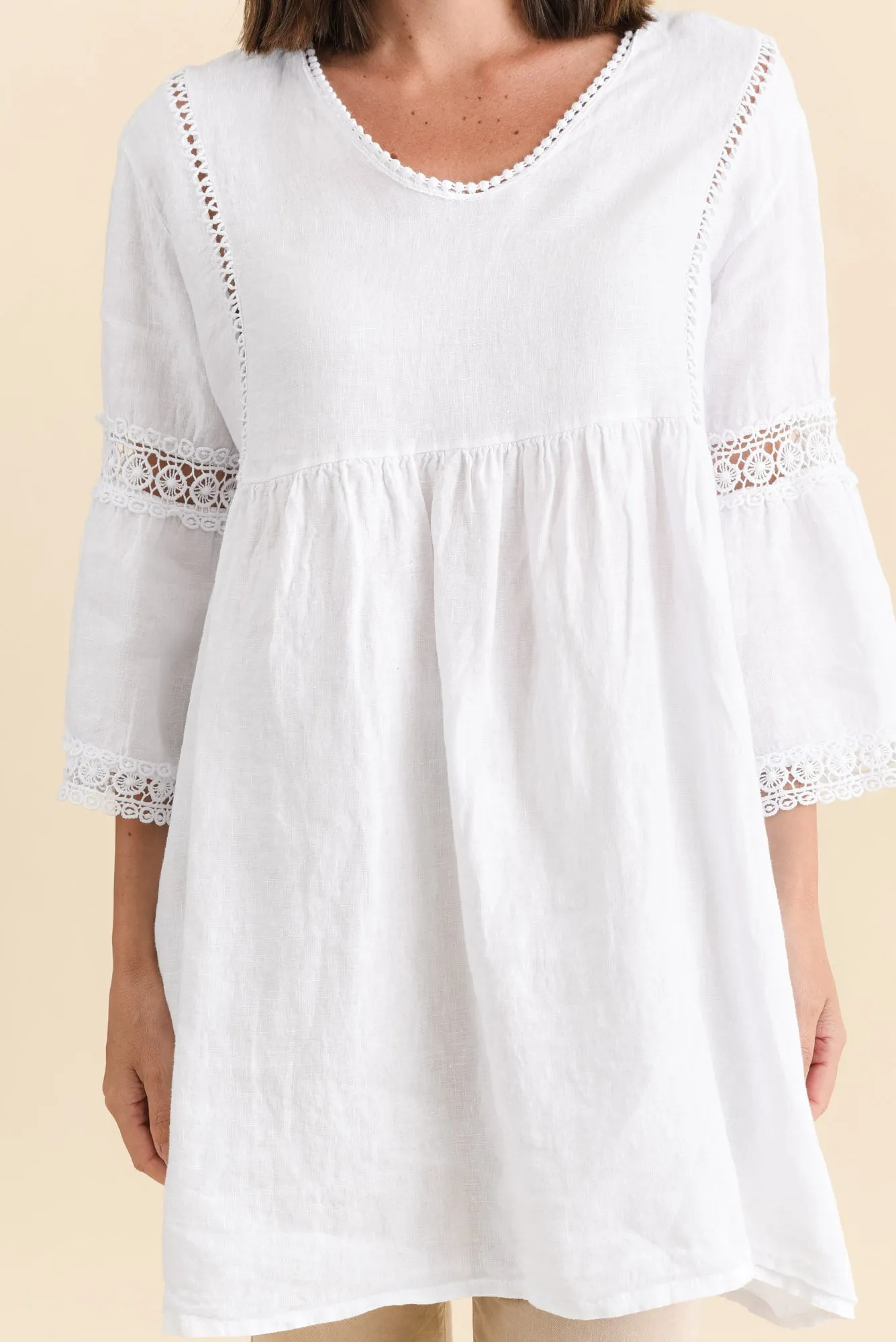 Conrad White Linen Lace Top sold by Blue Bungalow product image thumbnail 5