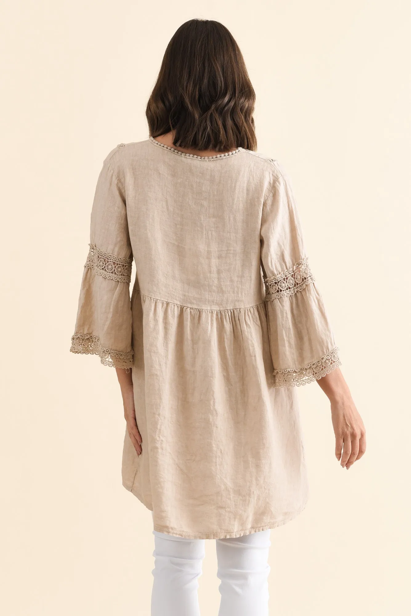 Conrad Beige Linen Lace Top sold by Blue Bungalow product image thumbnail 4