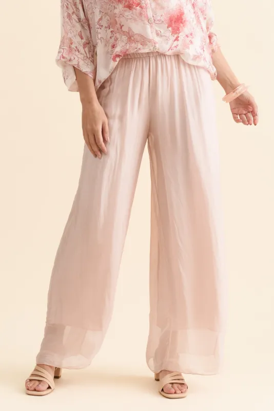 Enid Blush Silk Pants sold by Blue Bungalow