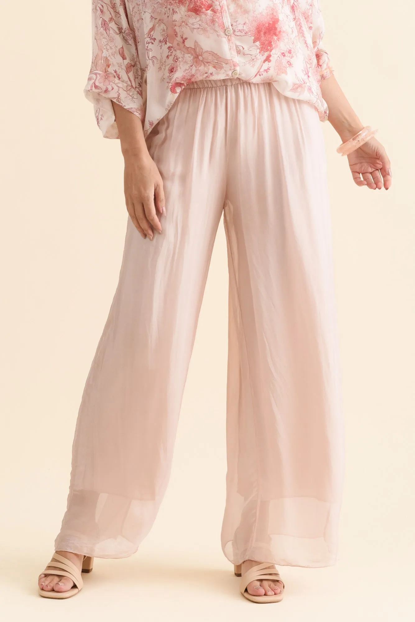 Enid Blush Silk Pants sold by Blue Bungalow