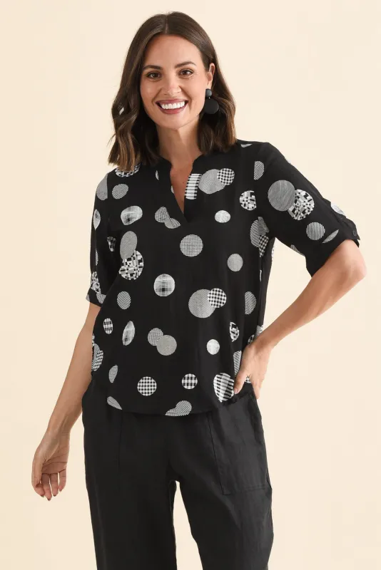 Breigh Black Spot V Neck Top sold by Blue Bungalow