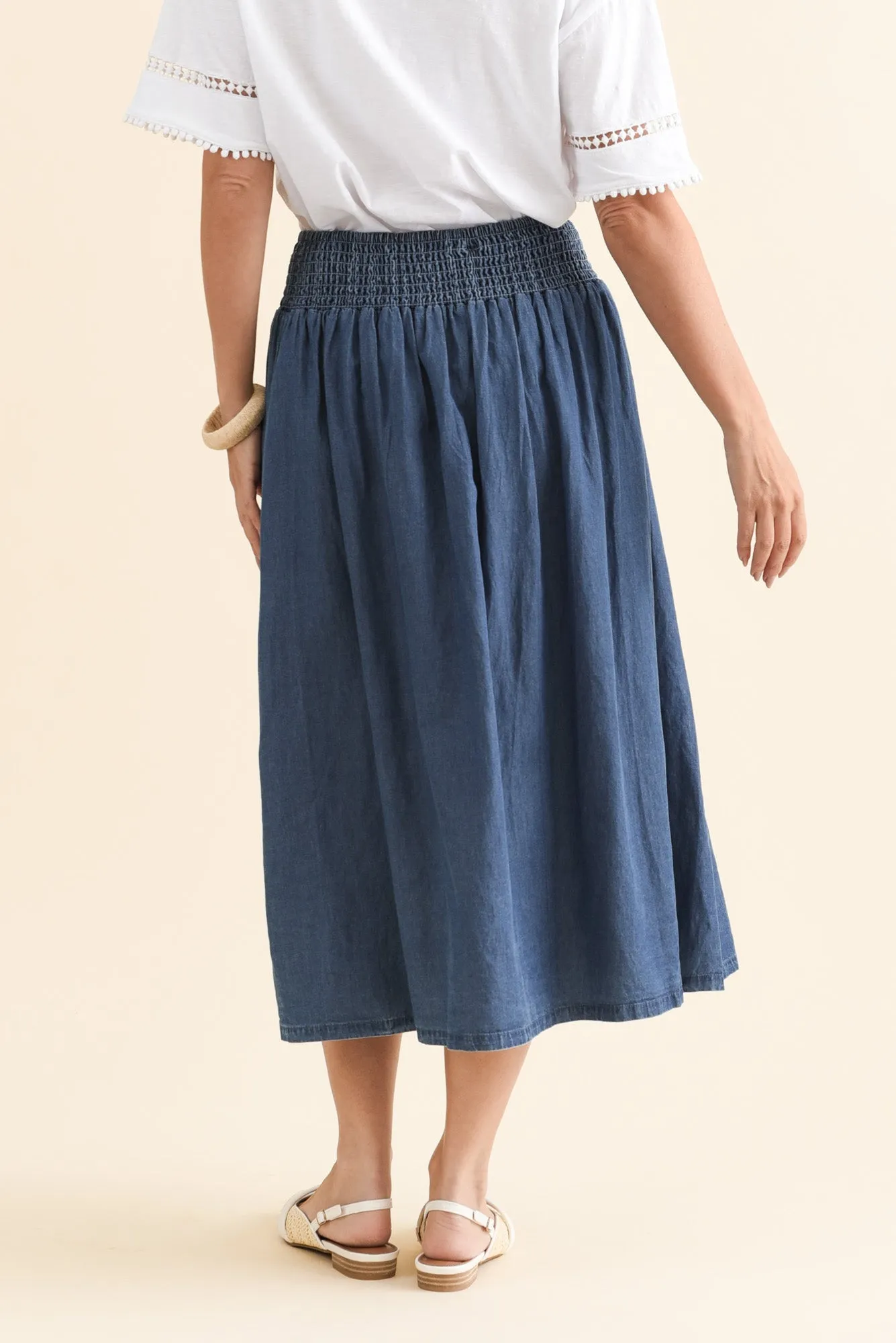 Riley Blue Lyocell Blend Midi Skirt sold by Blue Bungalow product image thumbnail 4