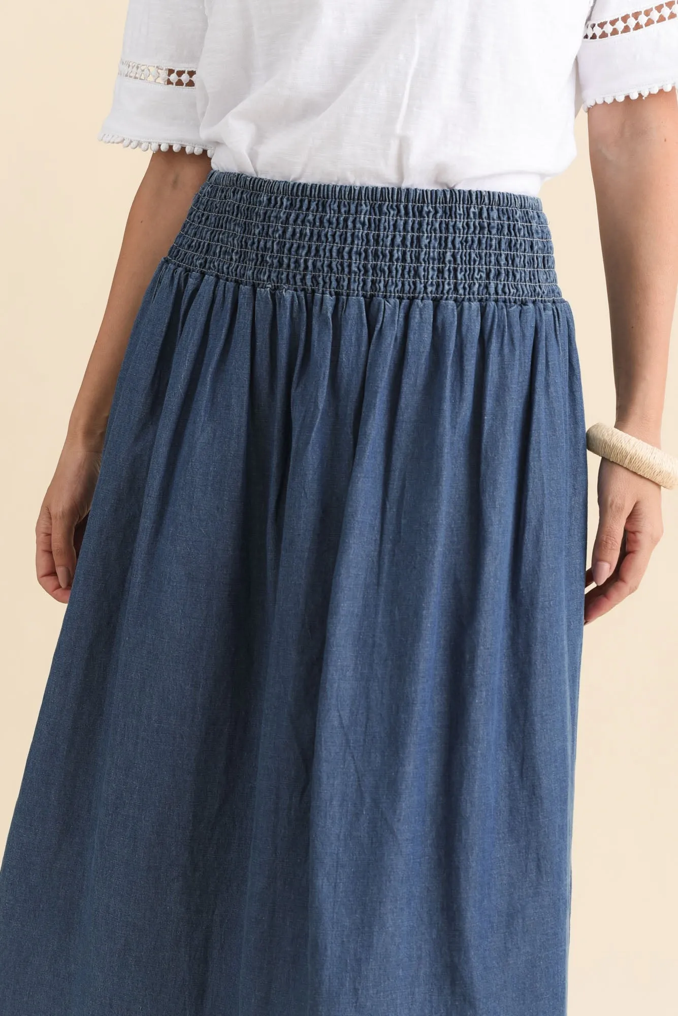 Riley Blue Lyocell Blend Midi Skirt sold by Blue Bungalow product image thumbnail 5