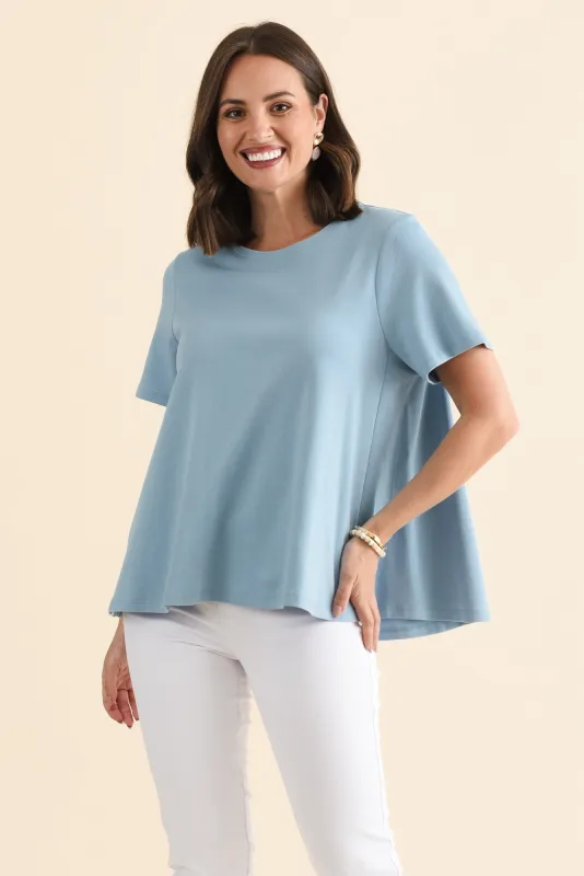 Daisy Blue Cotton Tee sold by Blue Bungalow