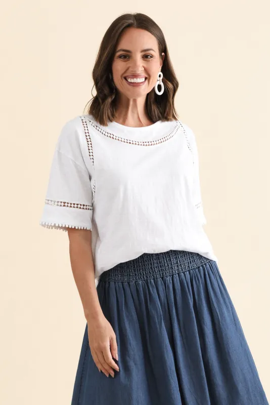 Abigail White Embroidered Cotton Top sold by Blue Bungalow