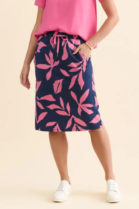 Mimosa Navy Leaf Cotton Skirt sold by Blue Bungalow