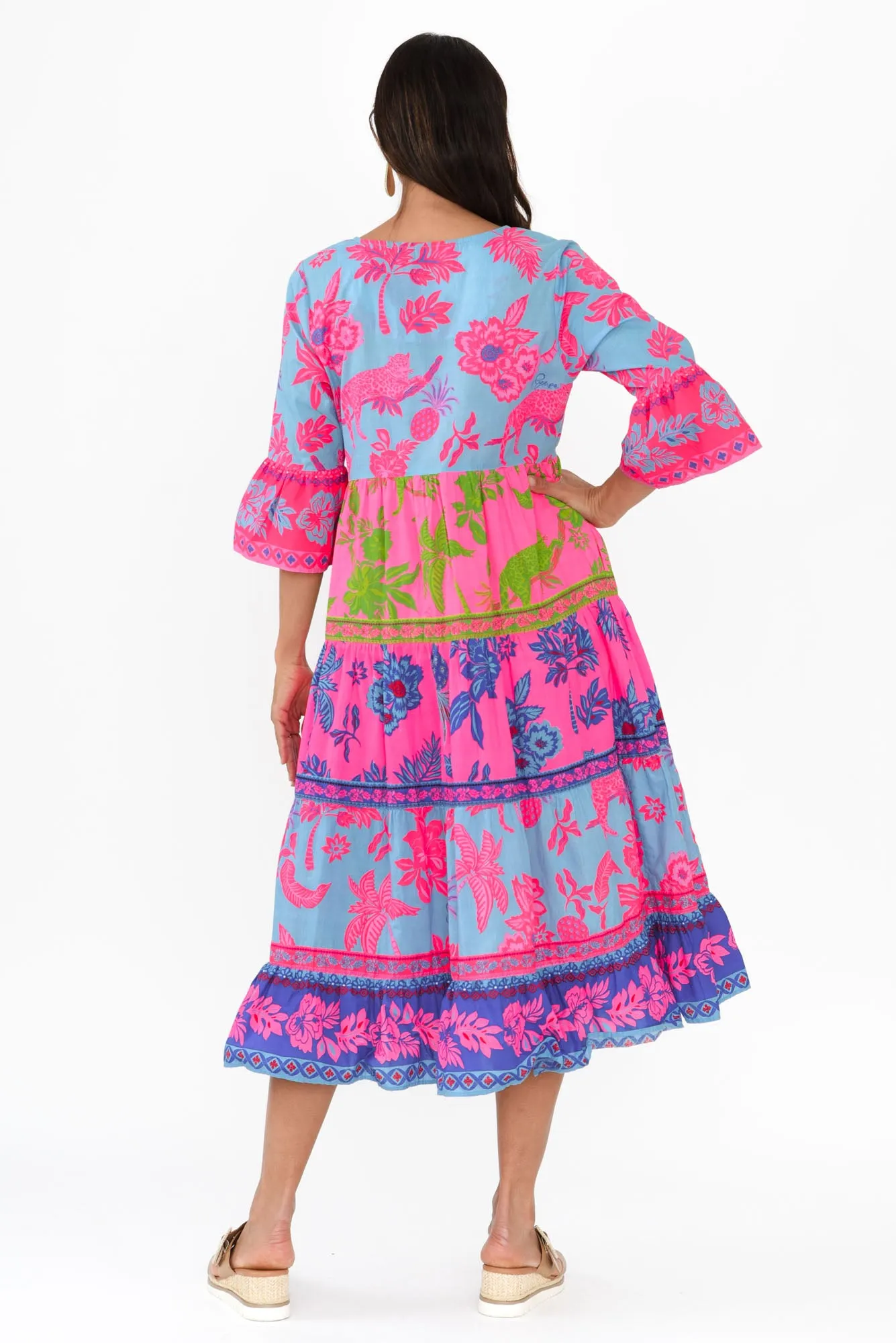 Samara Pink Pineapple Cotton Tier Dress sold by Blue Bungalow product image thumbnail 4