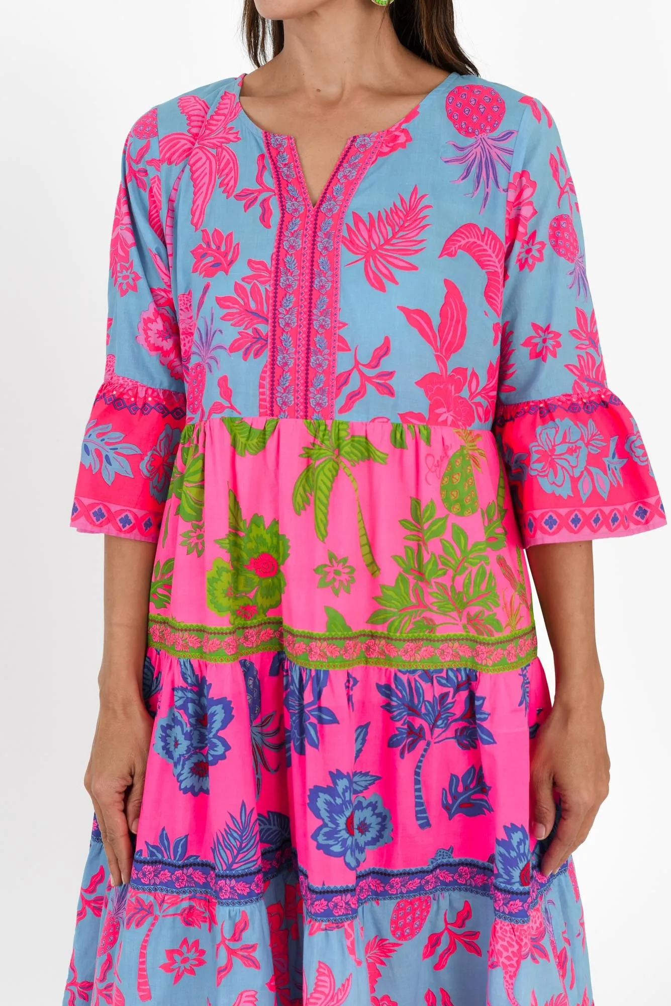 Samara Pink Pineapple Cotton Tier Dress sold by Blue Bungalow product image thumbnail 5