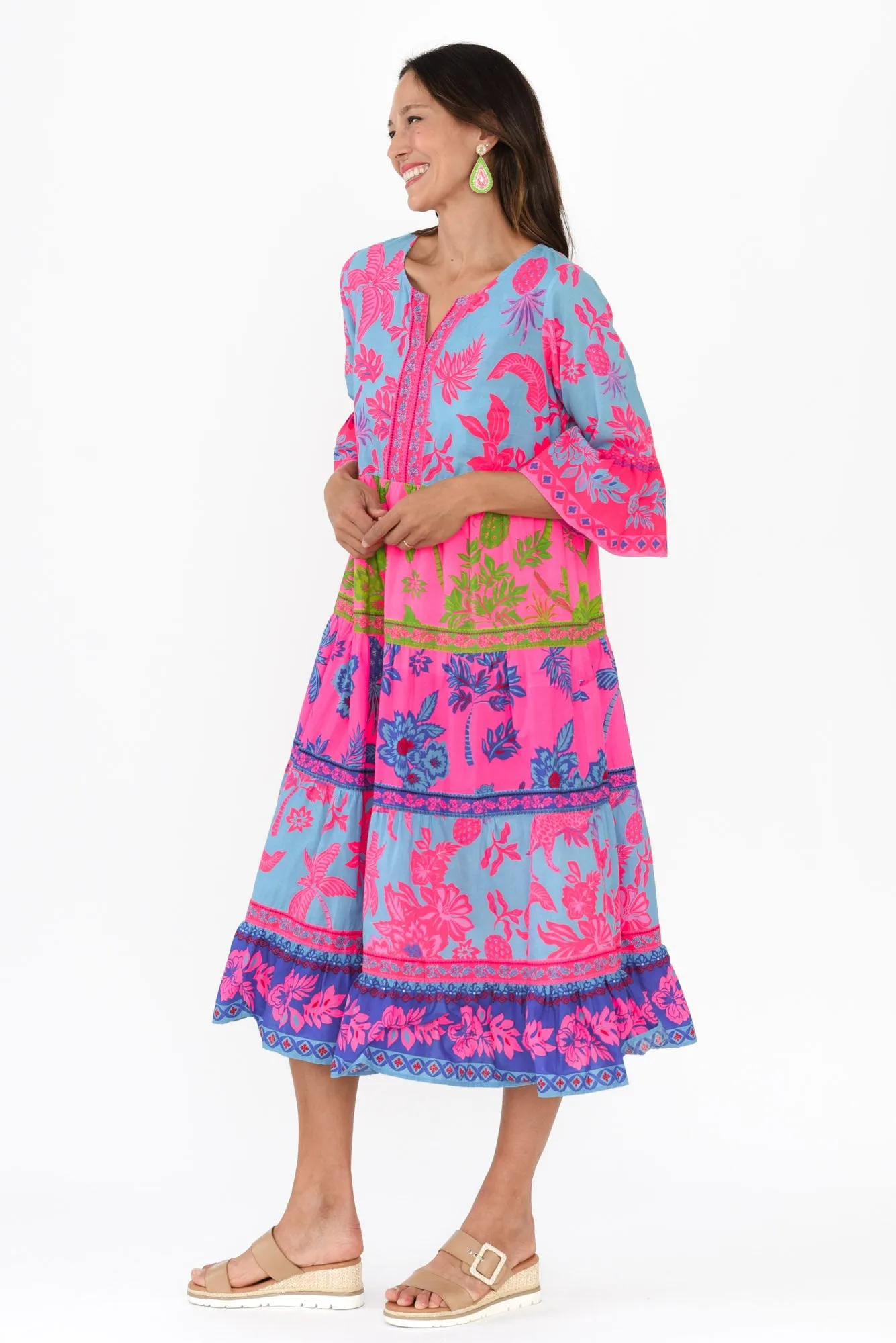 Samara Pink Pineapple Cotton Tier Dress sold by Blue Bungalow product image thumbnail 3