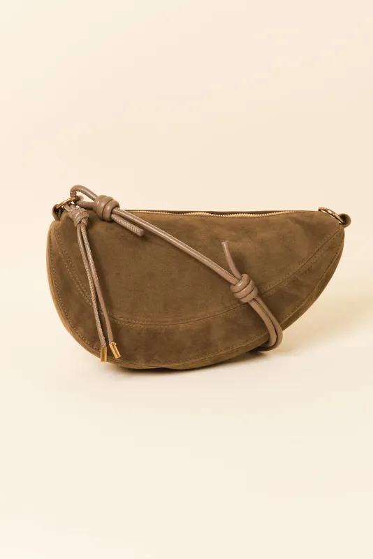 Kirsten Mocha Faux Suede Crossbody Bag sold by Blue Bungalow