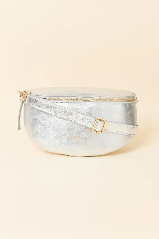 Christine Silver Metallic Leather Bumbag sold by Blue Bungalow
