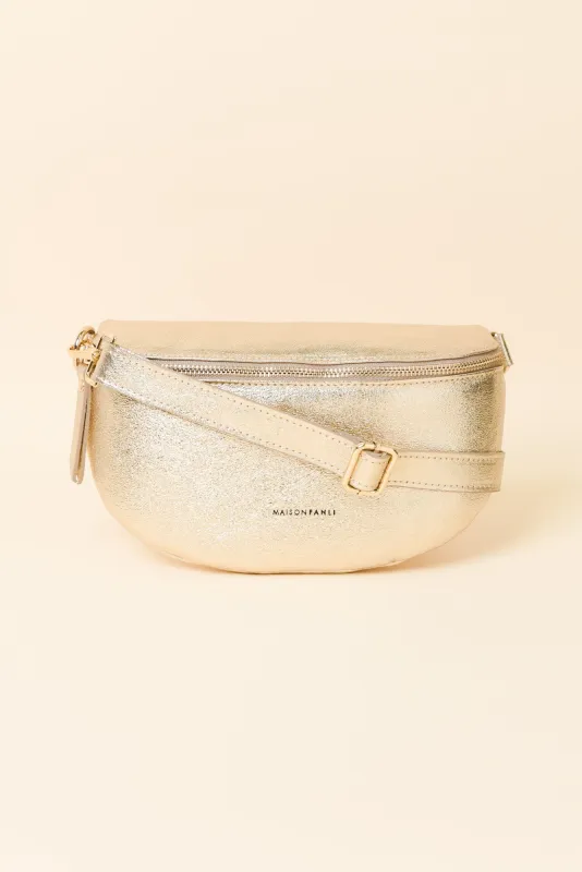 Christine Gold Metallic Leather Bumbag sold by Blue Bungalow