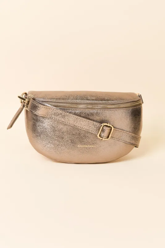 Christine Champagne Metallic Leather Bumbag sold by Blue Bungalow