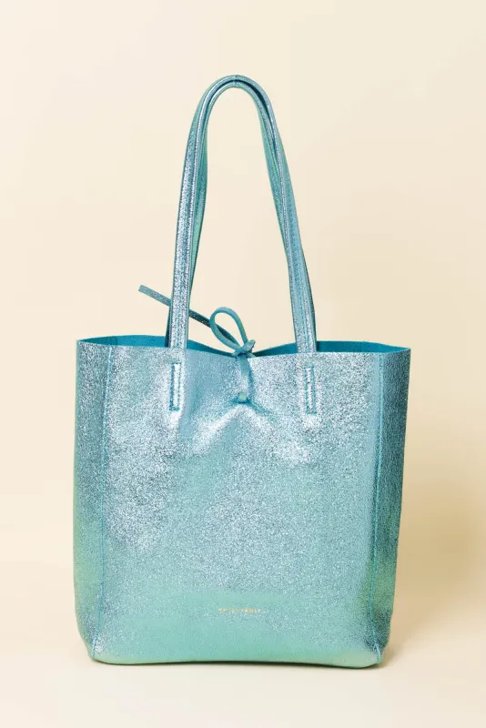 Atlanta Blue Metallic Tote Bag sold by Blue Bungalow