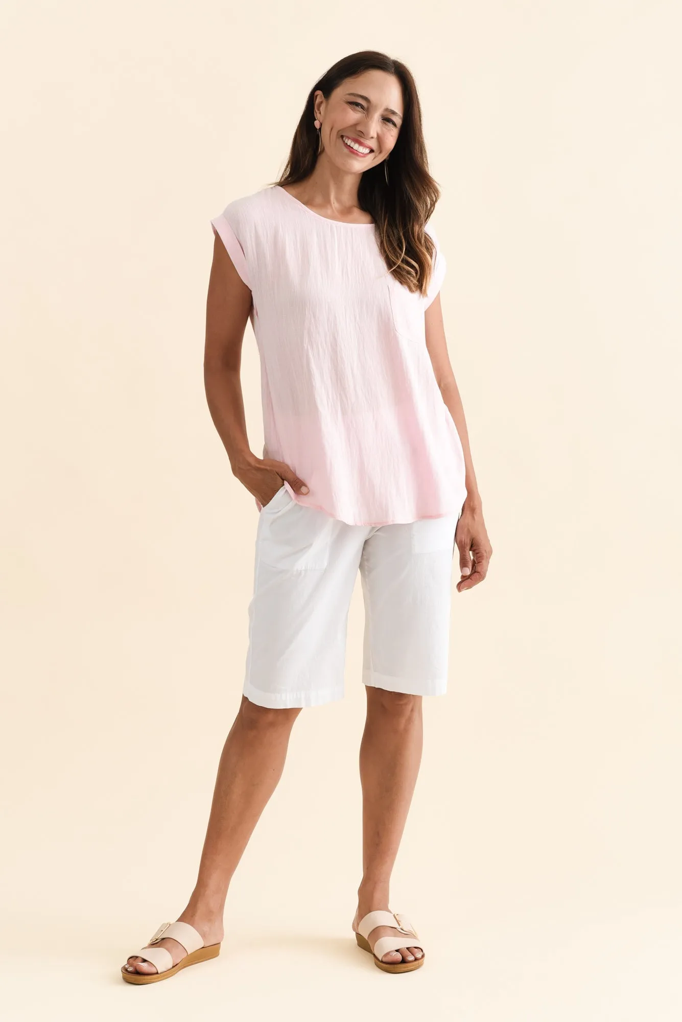 Aiden Blush Linen Blend Pocket Top sold by Blue Bungalow product image thumbnail 2