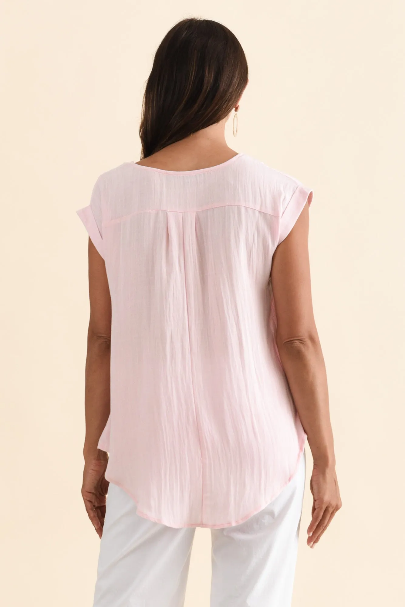 Aiden Blush Linen Blend Pocket Top sold by Blue Bungalow product image thumbnail 4