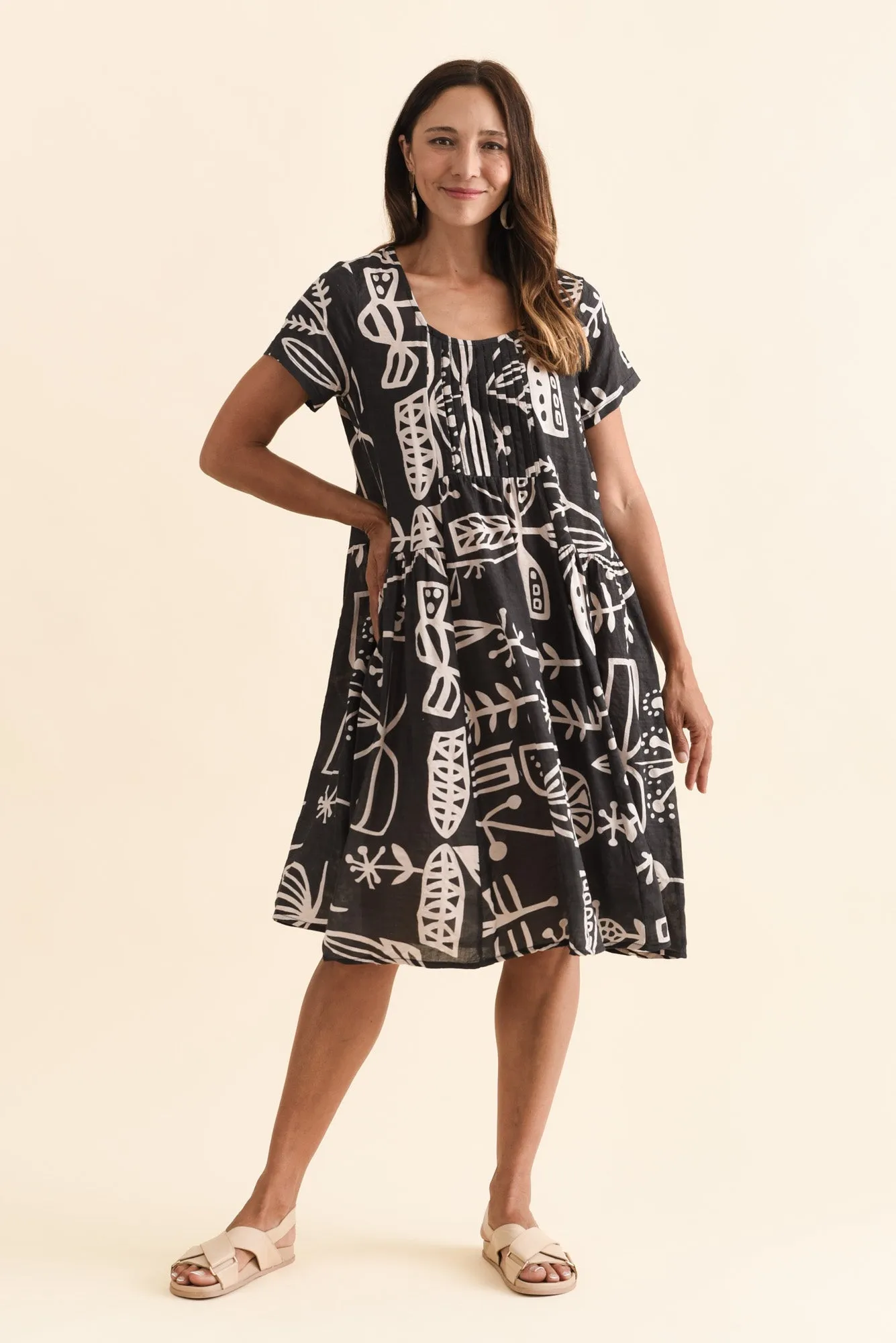 Hanoi Black Garden Cotton Blend Dress sold by Blue Bungalow product image thumbnail 2