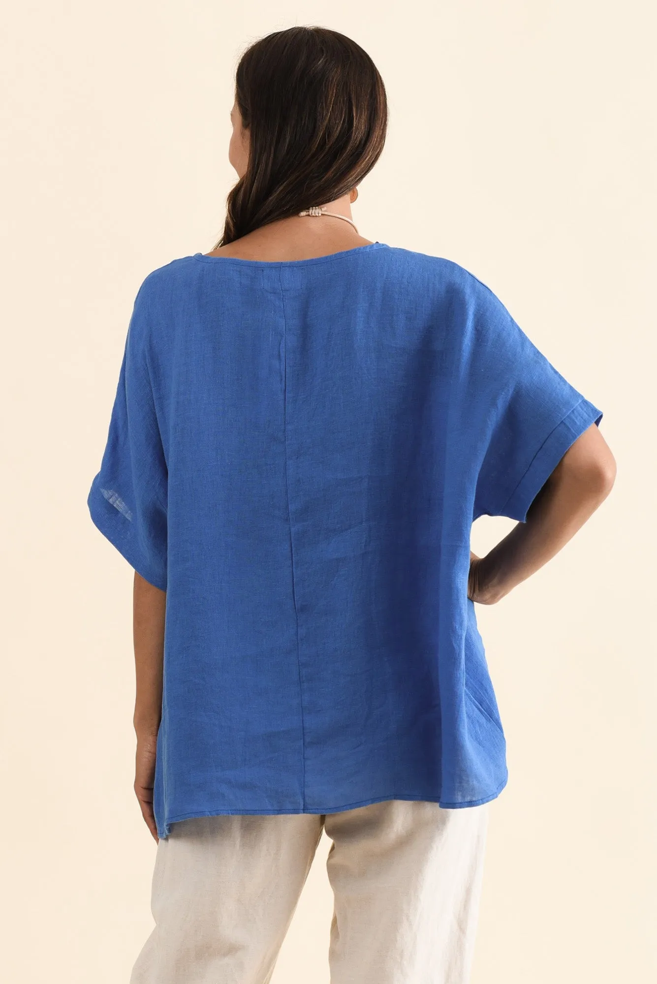 Chaya Cobalt Linen Top sold by Blue Bungalow product image thumbnail 4